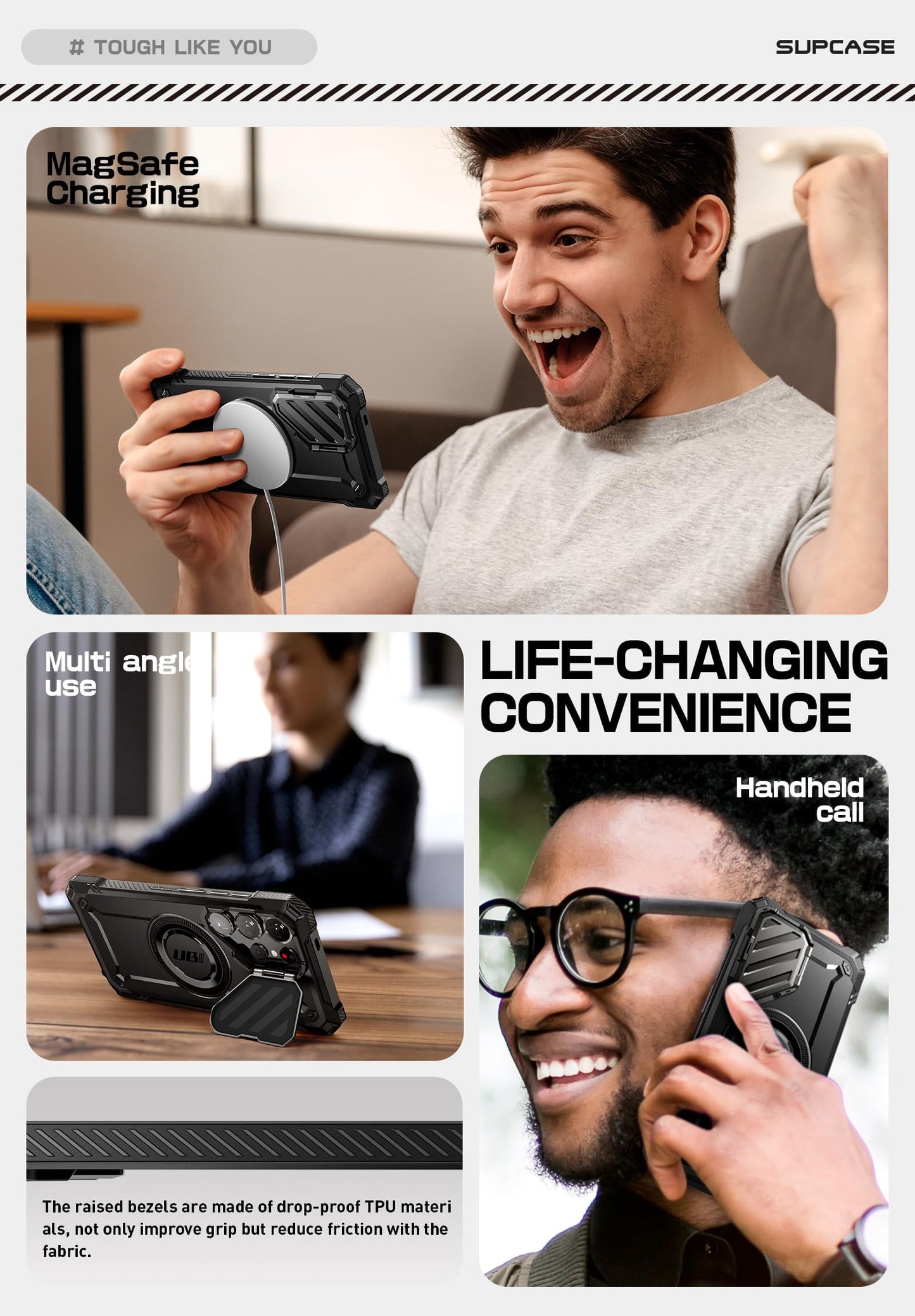 Funda Magnética SUPCASE Negra Resistente con Soporte para Samsung Galaxy S25 Ultra