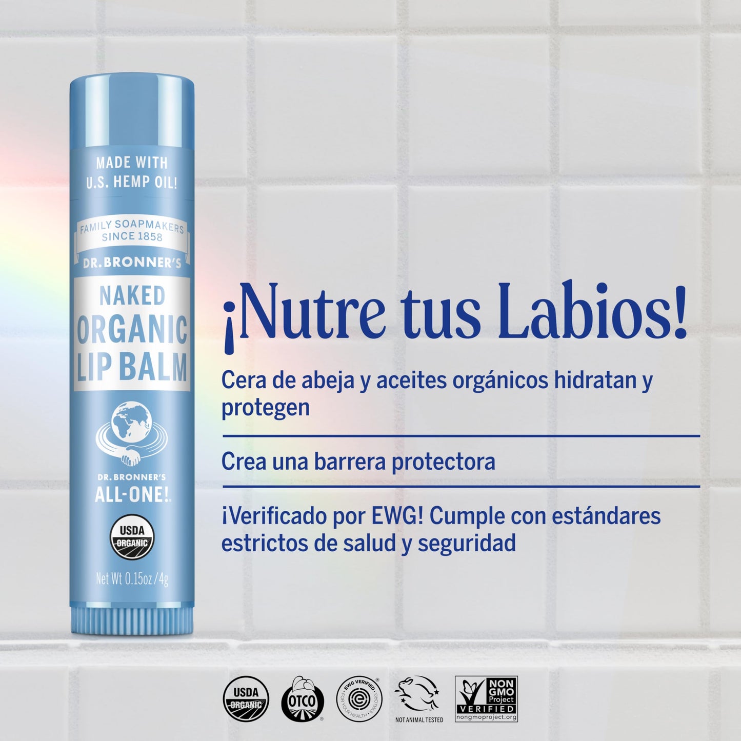 Dr. Bronner's | Bálsamo labial orgánico nutritivo y protector, fórmula natural - Sin Aroma, 4 g (6 Pack)