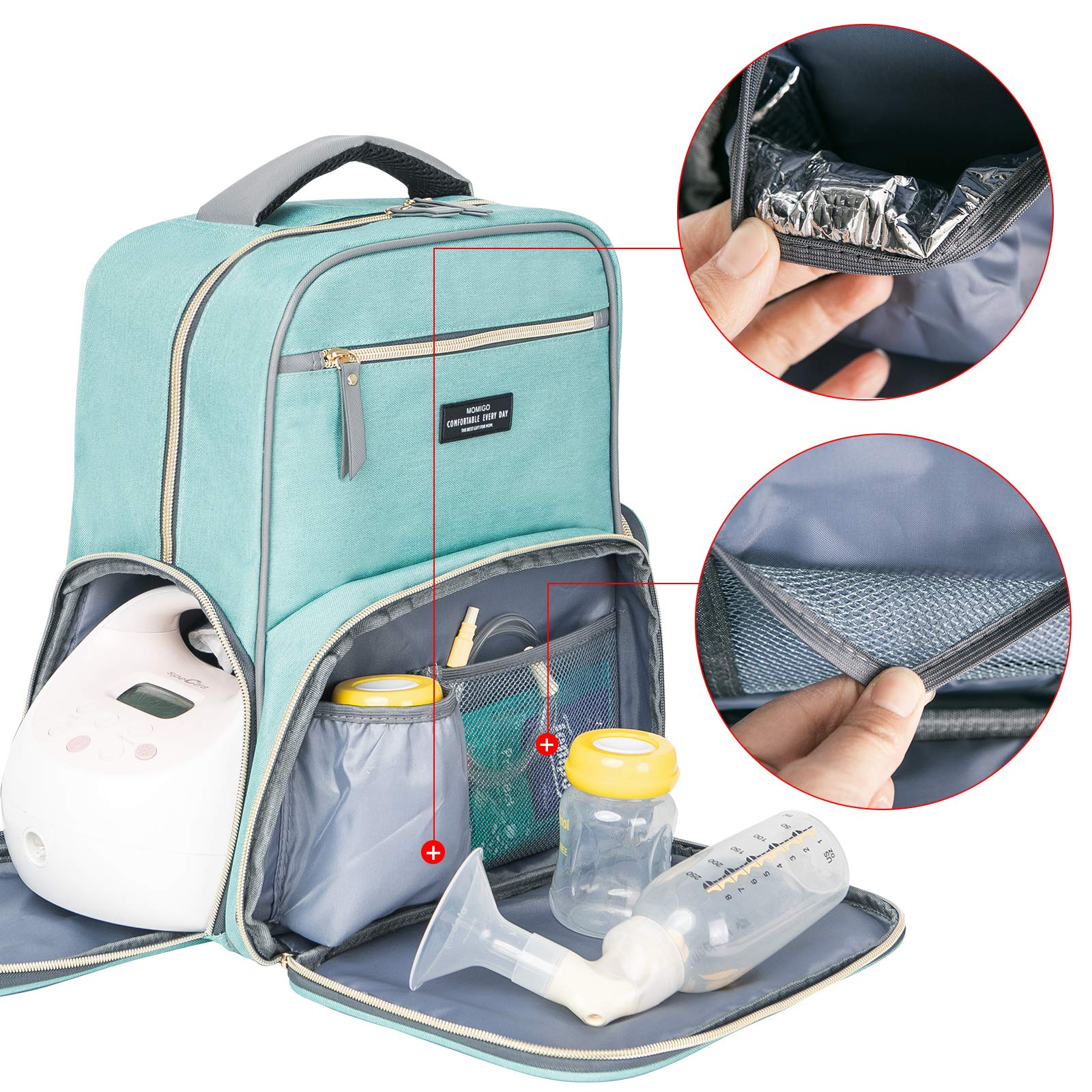 Mochila de extracción de leche para pañales, mochila multifunción para trabajo al aire libre con bolsillo aislante, forro polar verde con licencia oficial de star wars silent one crew., L