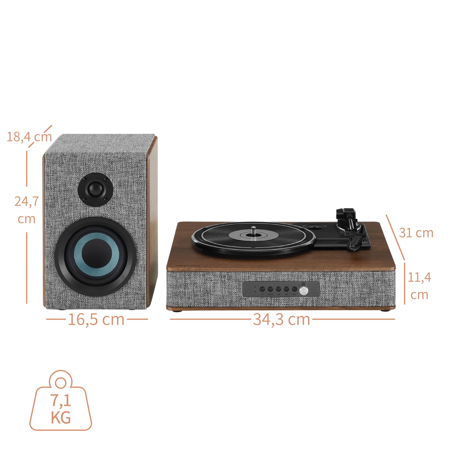 Crosley Aria - Tocadiscos Bluetooth de 3 Velocidades con Altavoces Estéreo Incluidos, Color Gris
