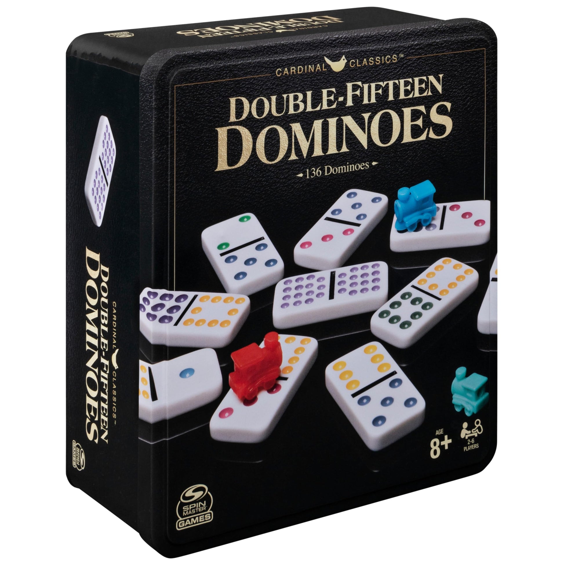 Juego de Dominó Doble Quince Spin Master Games Lata de Almacenamiento para Familias y Niños 8 Años en Adelante