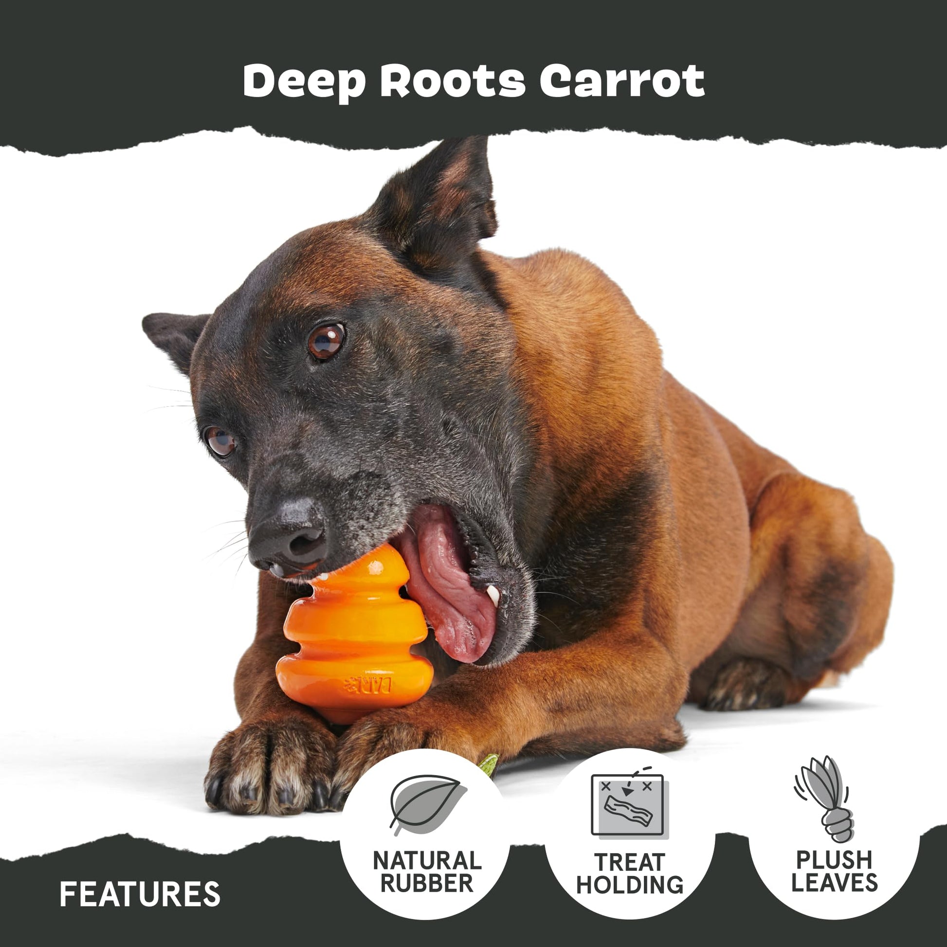 BarkBox Juguetes y masticables perfumados para perros con temática de alimentos, goma resistente y nailon súper masticador dispensador de golosinas, bolas y juguetes de dentición para perros y cachorros pequeños, medianos y grandes, zanahoria de raíces pr