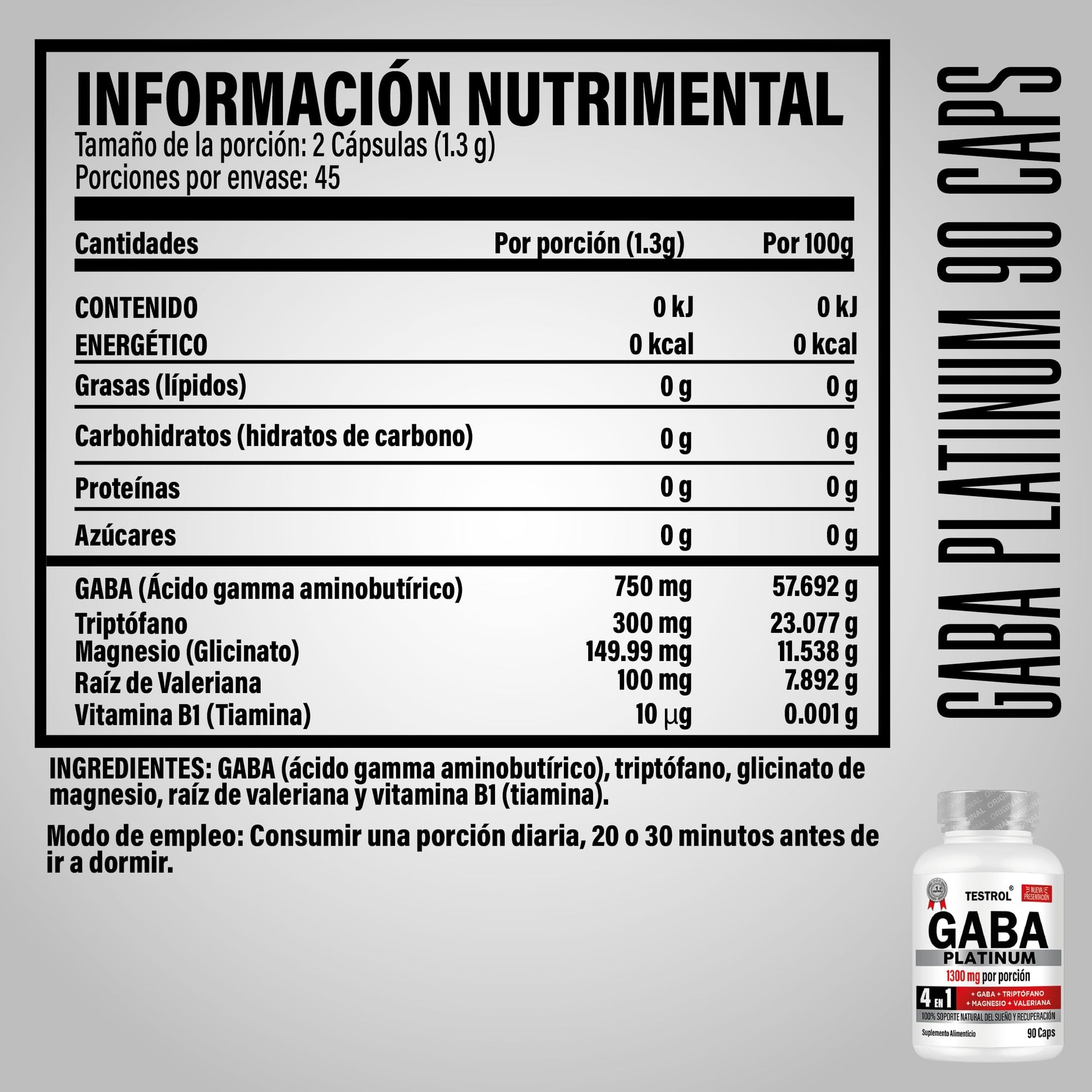 Cápsulas Testrol Gaba Platinum 4 en 1 para un Óptimo Descanso