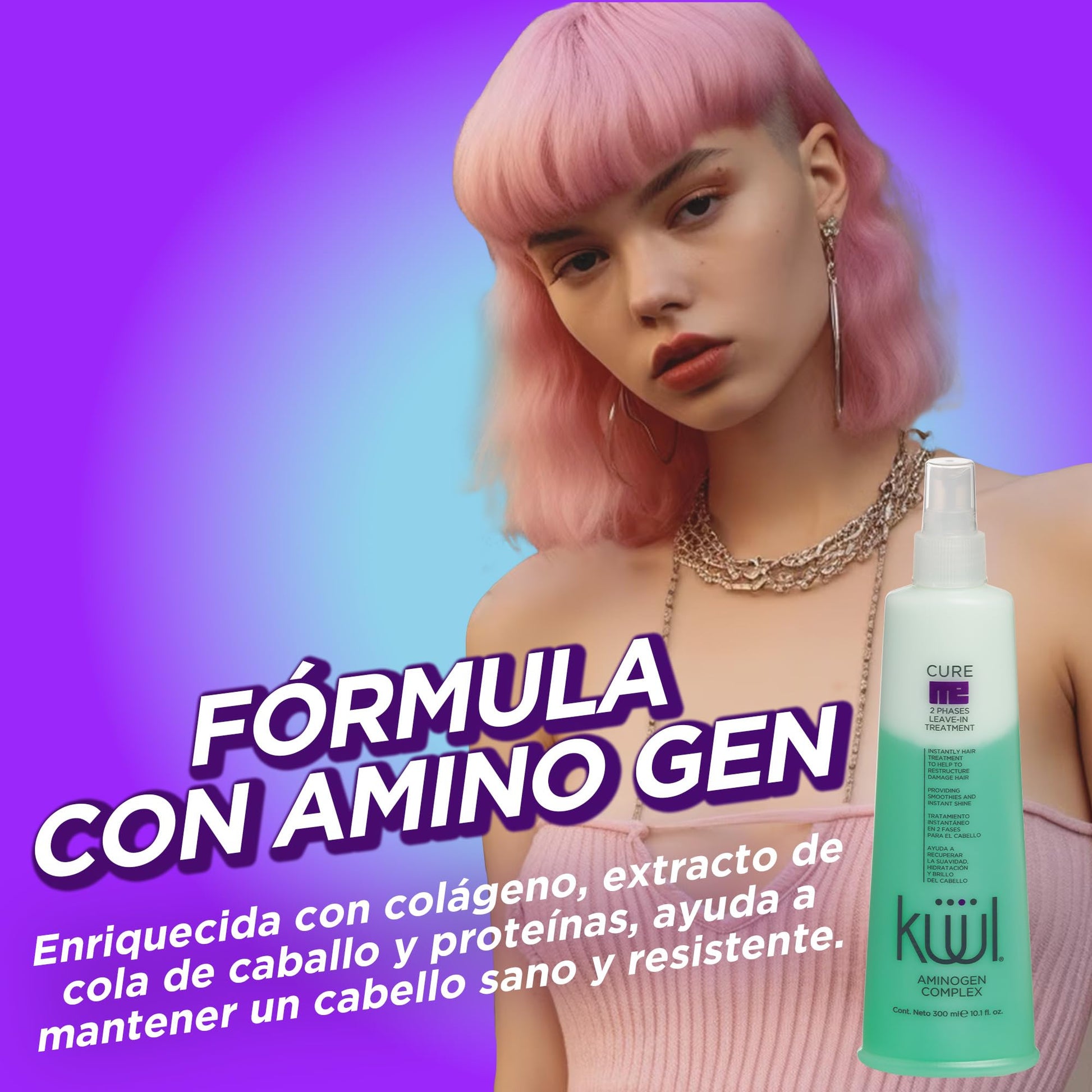 KÜÜL - Tratamiento para Cabello Maltratado Cure Me 2 Phases de 300 mililitros. Aporta Brillo, Suavidad e Hidratación a tu Cabello y Evita el Quiebre del Cabello por el Uso de Químicos