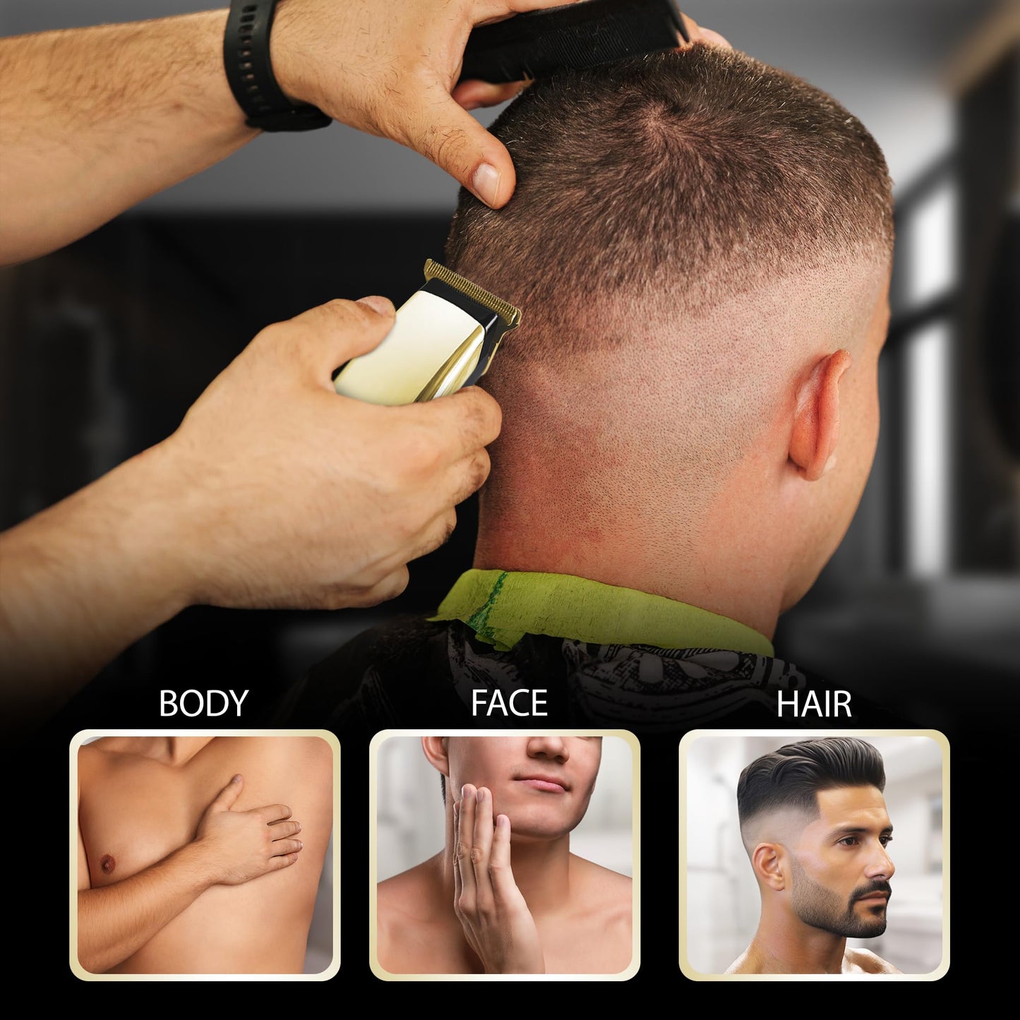 Cutting Edge-Recortadora de batería para hombres, recortadora compacta hipoalergénica con 3 peines guía (3 mm, 6 mm, 10 mm), cuchillas autoafilables, sin golpes ni irritaciones, requerida