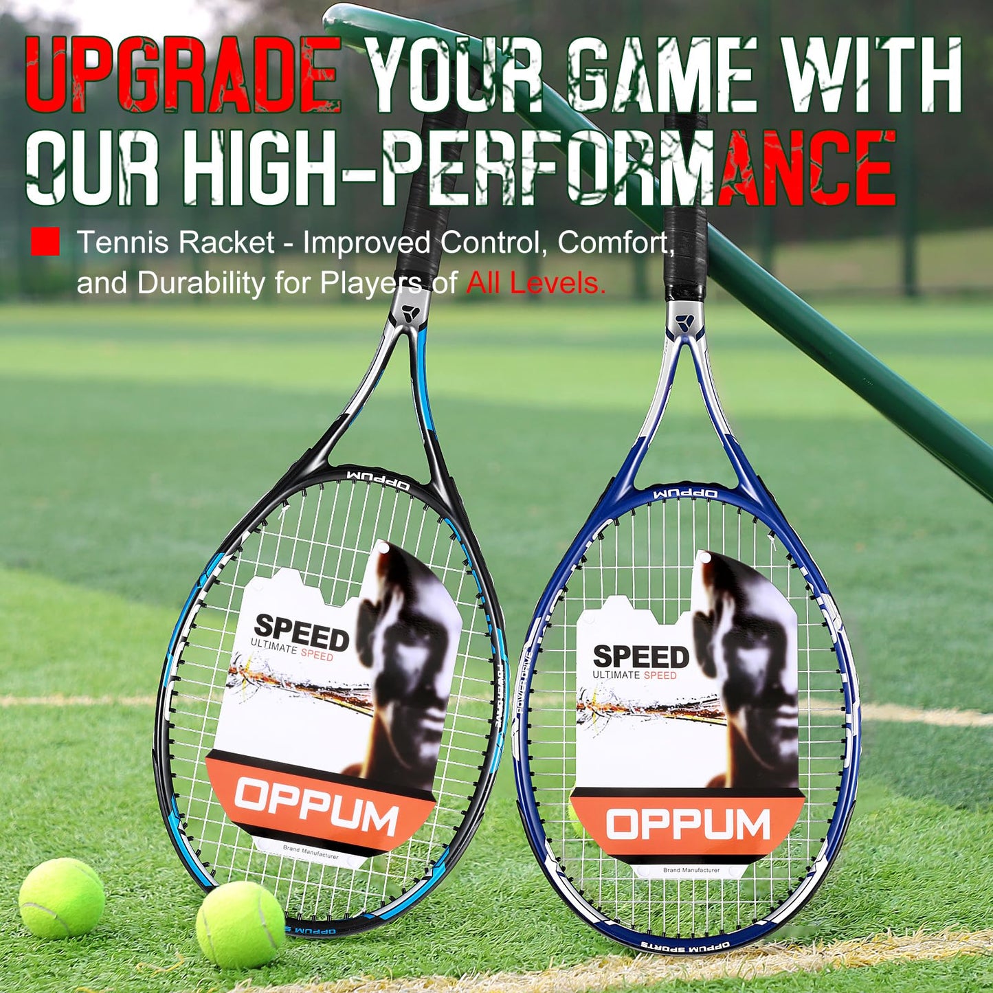 Raquetas de Tenis OPPUM 27 Pulgadas Ligeras y Duraderas para Jugadores Principiantes e Intermedios