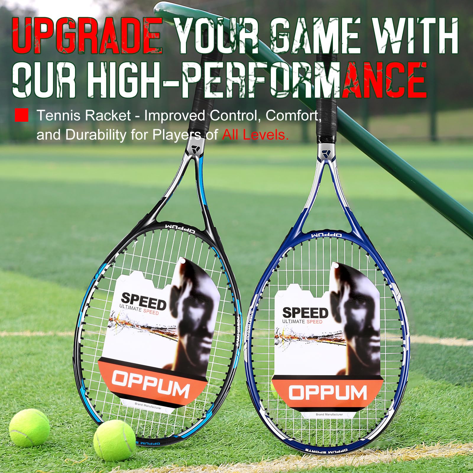Raquetas de Tenis OPPUM 27 Pulgadas Ligeras y Duraderas para Jugadores Principiantes e Intermedios
