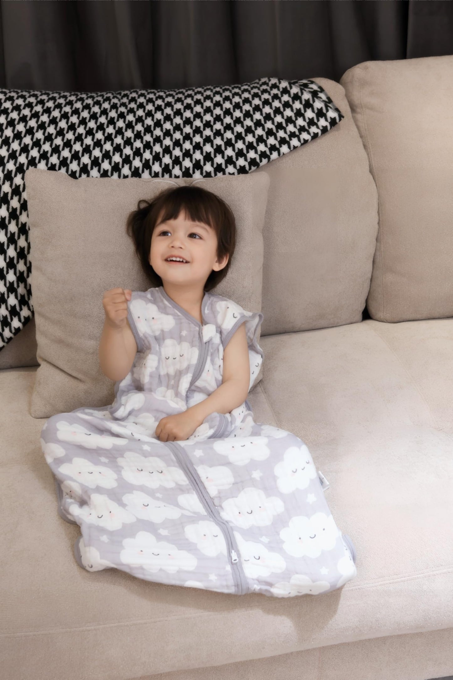 TADO MUSLIN - Saco de dormir para bebé de 2 a 4 T, manta portátil para bebé, 100% algodón orgánico, 0.5 TOG, sacos de dormir para niños pequeños, cierre de 2 vías, 4 capas, 2T, 3T, 4T, nube