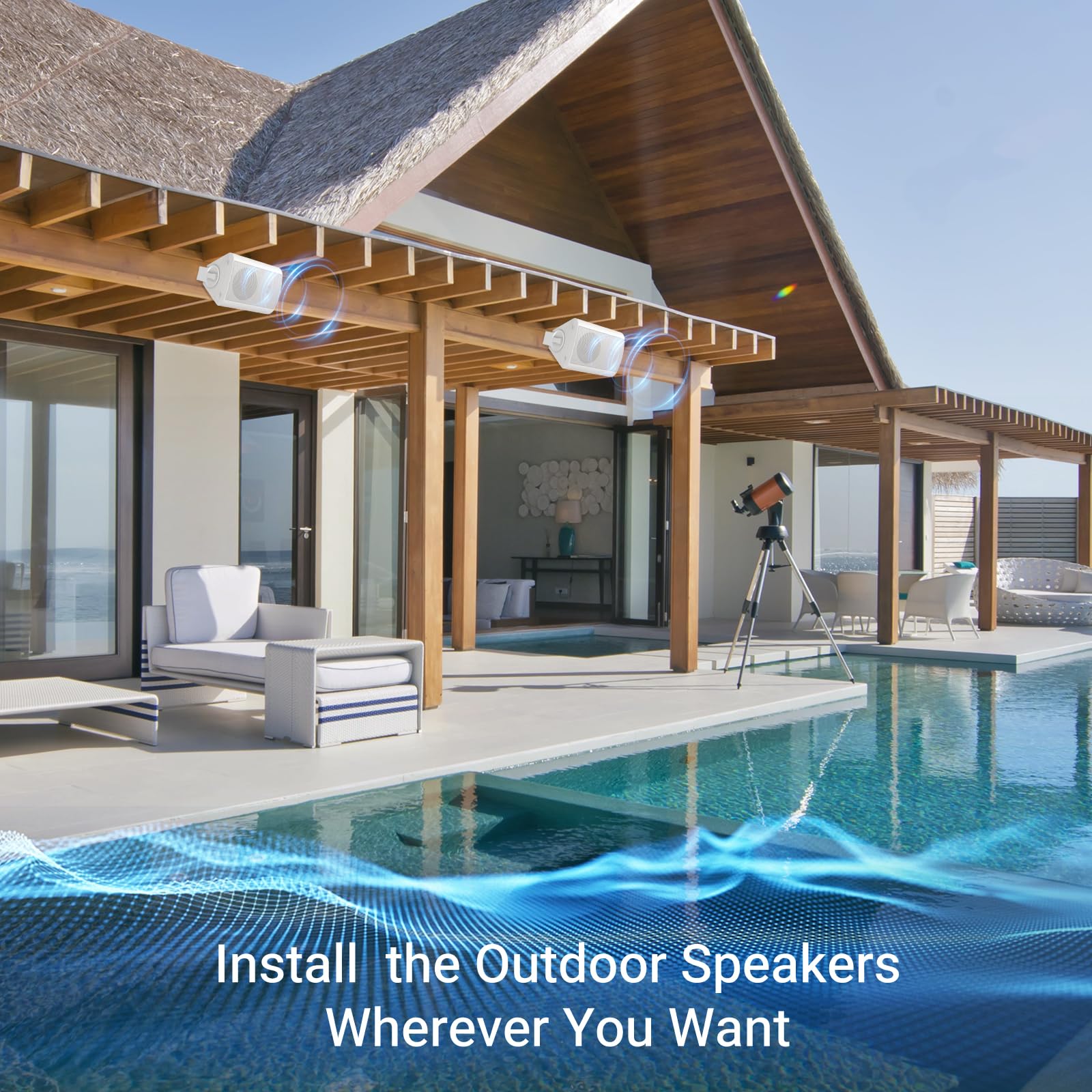 Herdio 4 Pulgadas al Aire Libre Altavoces Bluetooth Impermeable inalámbrico, Interior, Patio, Cubierta de Altavoces de Montaje en Pared (Blanco)