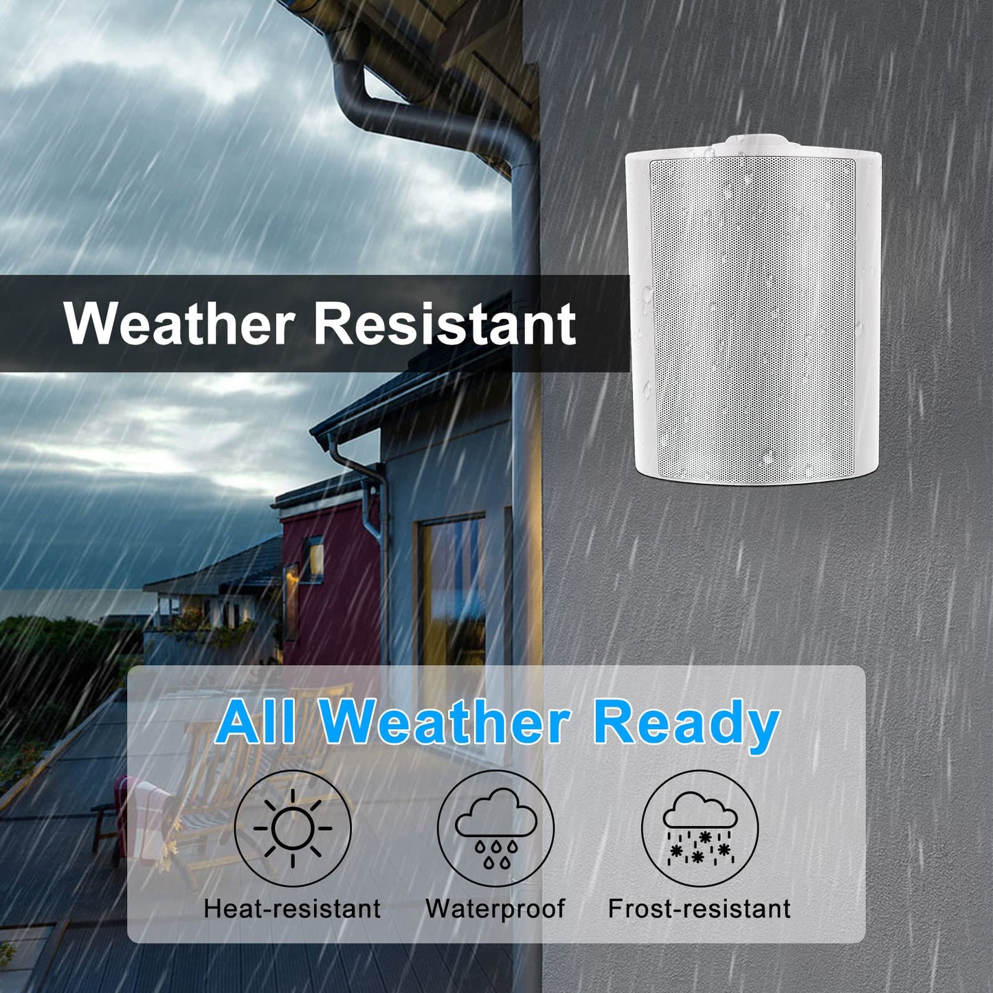 Herdio Bluetooth Bocinas para Exterior, 5.25 Pulgadas 600W Altavoces para Exteriores, Impermeable, Amplificador Superior, Amplia Cobertura De Sonido Estéreo, para Patio, Terraza(4 Altavoces,Blanco)