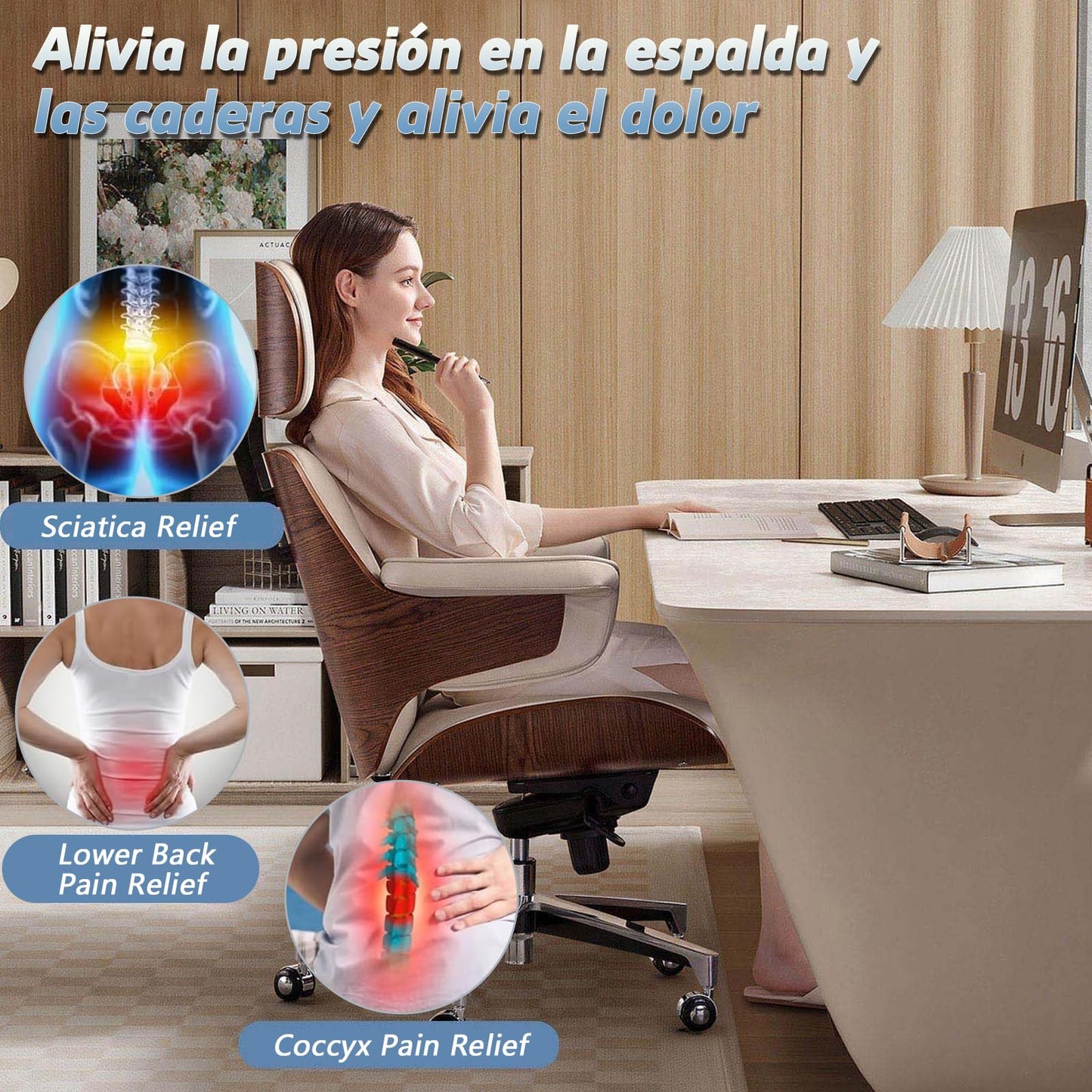 BTOOTB Cojín Elevador de Asiento de Coche para Adultos, 10 cm Cojín Elevador para Asiento de Auto de Espuma Viscoelástica, Adecuado para Cojines de Asiento de Coche y Cojines de Oficina