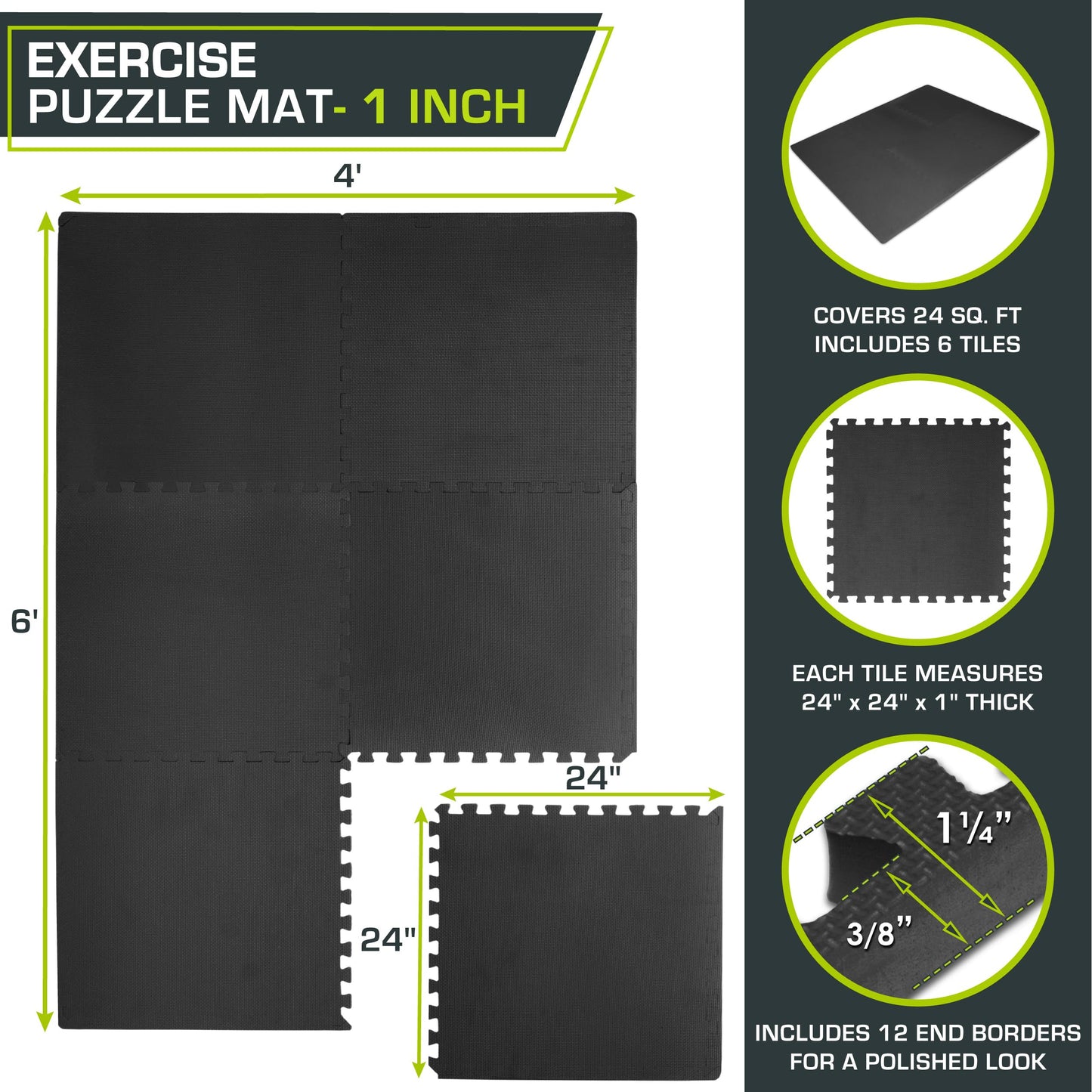 Colchoneta de Ejercicios Prosourcefit Rompecabezas Extragruesa EVA para Entrenamiento en el Hogar