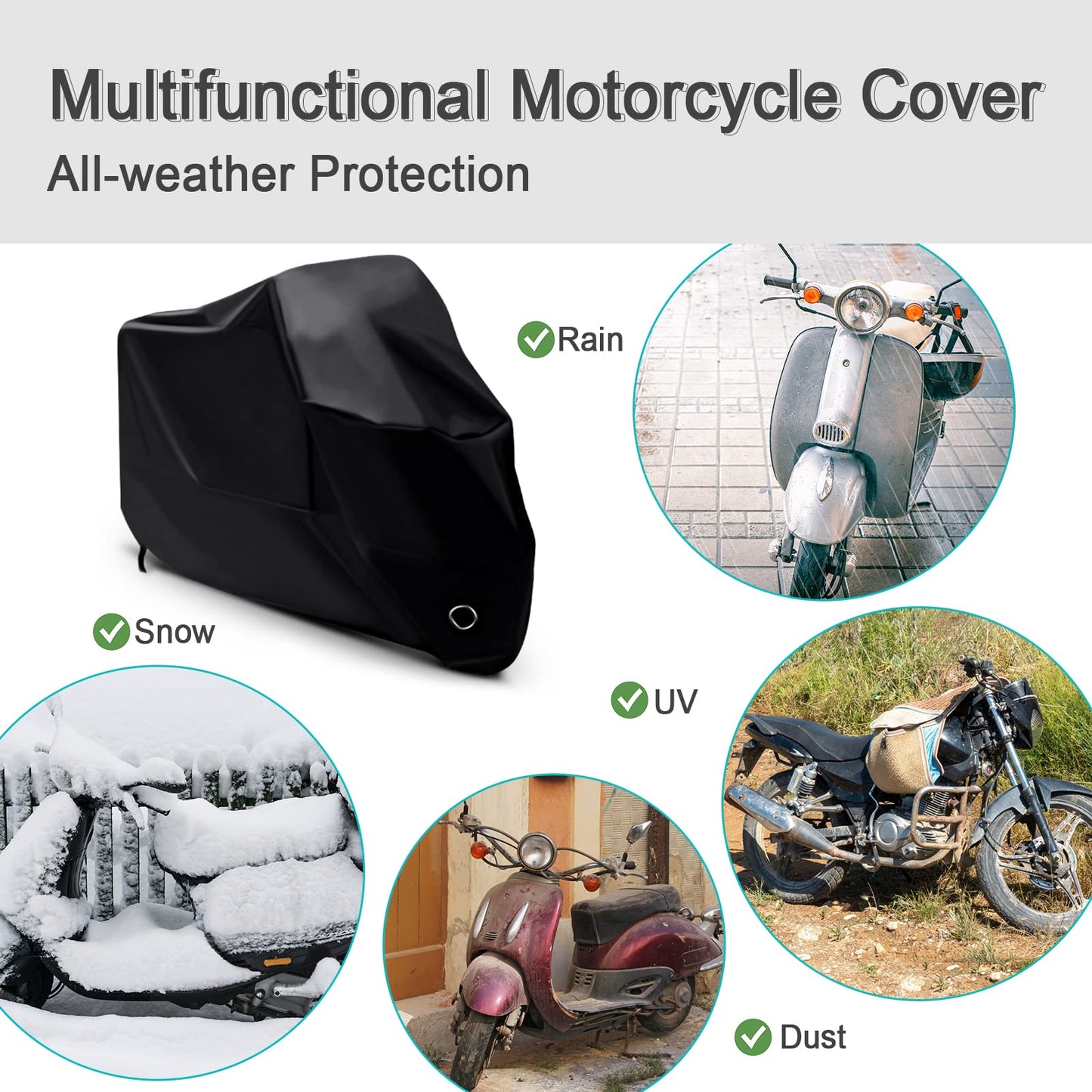 LIHAO Funda Moto 190T Cubierta Impermeable de Motos Funda Protectora Moto Resistente al Agua Polvo Viento y Anti-UV
