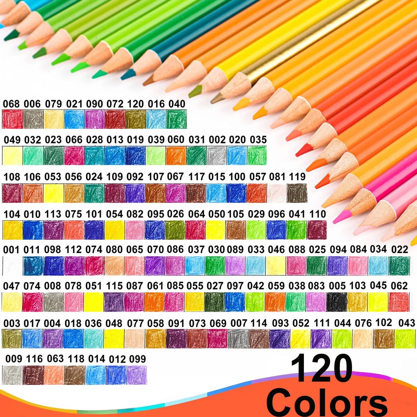 Lápices de Colores, Juego Profesional de 120 Colores, Núcleos a Base de Cera Suave Numerados, Para Dibujar, Dibujar, Sombrear y Colorear
