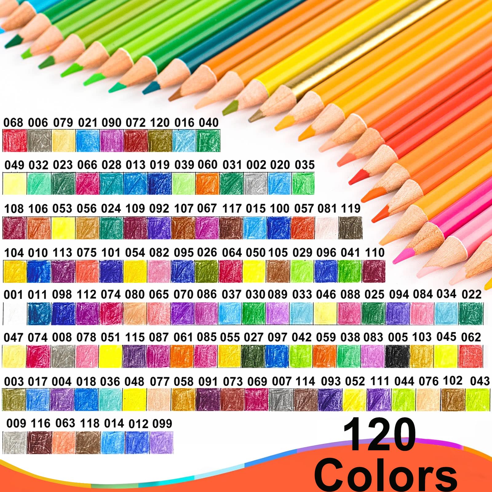 Lápices de Colores, Juego Profesional de 120 Colores, Núcleos a Base de Cera Suave Numerados, Para Dibujar, Dibujar, Sombrear y Colorear