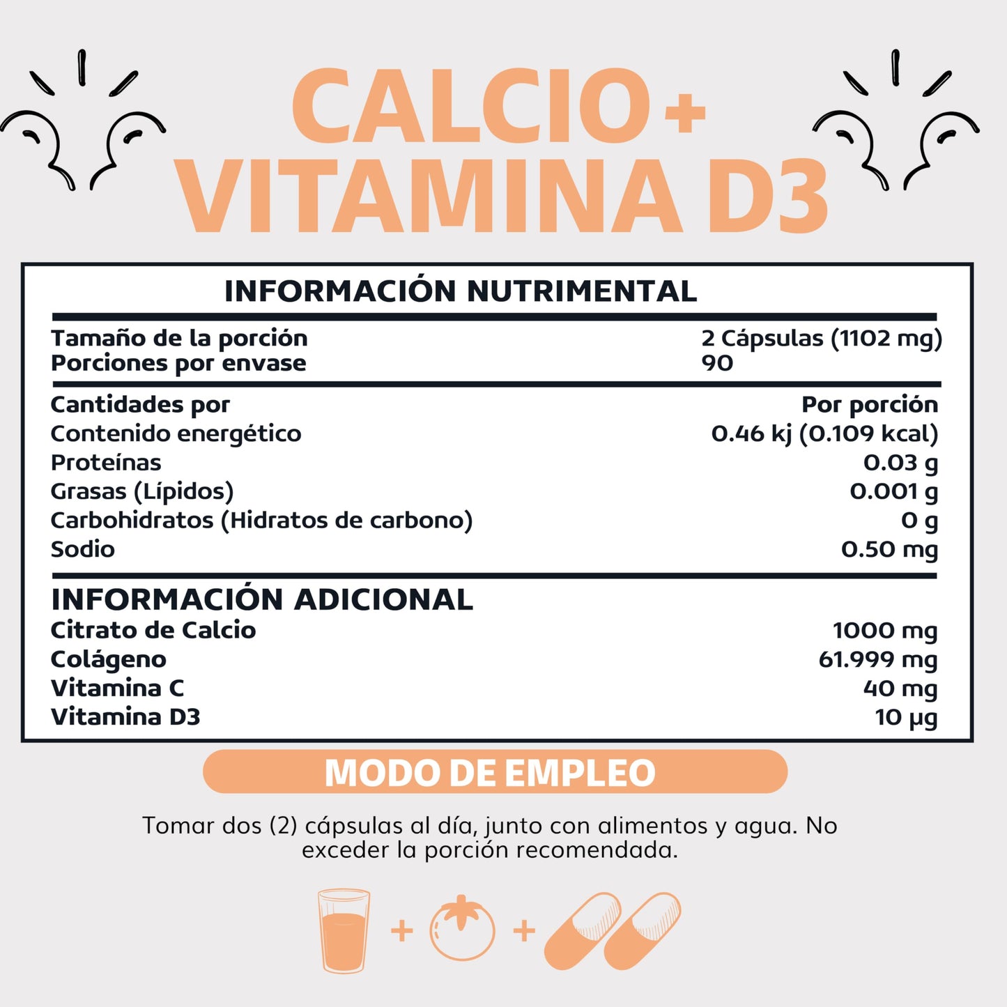 Beyond Vitamins | Calcio 1000 + Vitamina D3 | Potenciado con Colágeno Hidrolizado y Vitamina C | Caltrato 1000mg con Cápsula Vegana para todas las dietas (180 cápsulas)