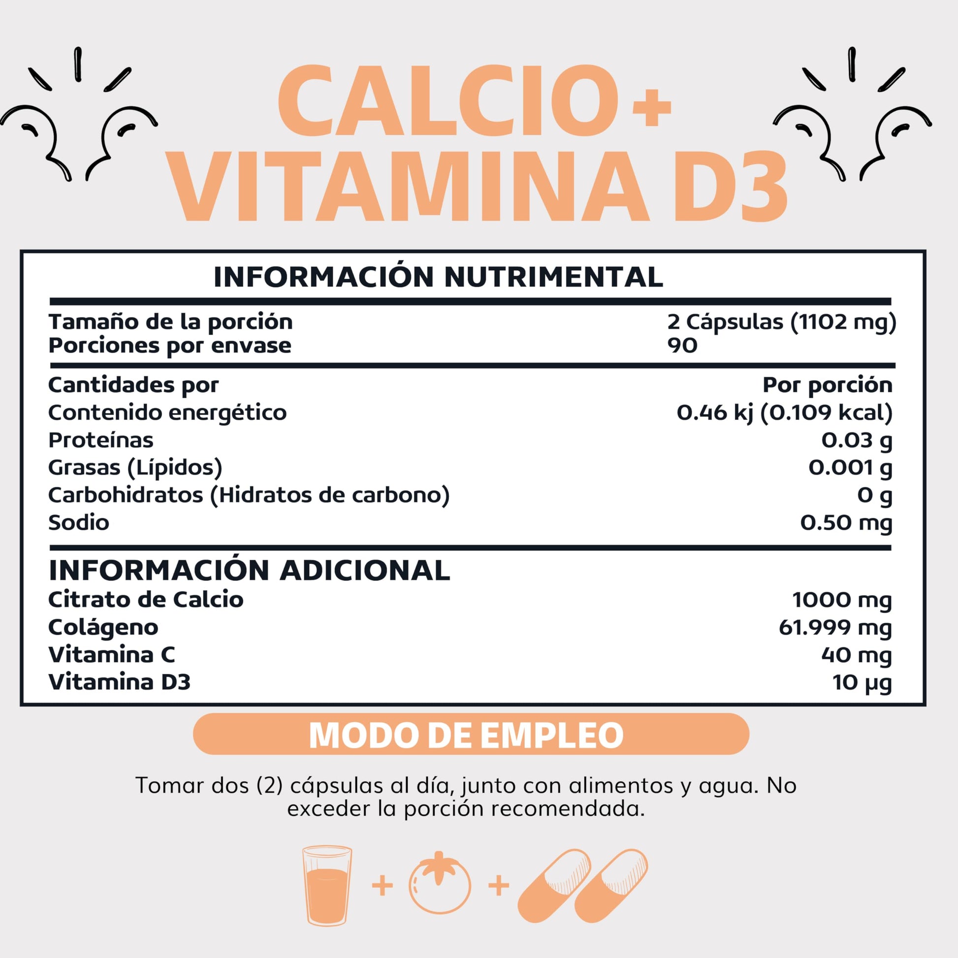 Beyond Vitamins | Calcio 1000 + Vitamina D3 | Potenciado con Colágeno Hidrolizado y Vitamina C | Caltrato 1000mg con Cápsula Vegana para todas las dietas (180 cápsulas)