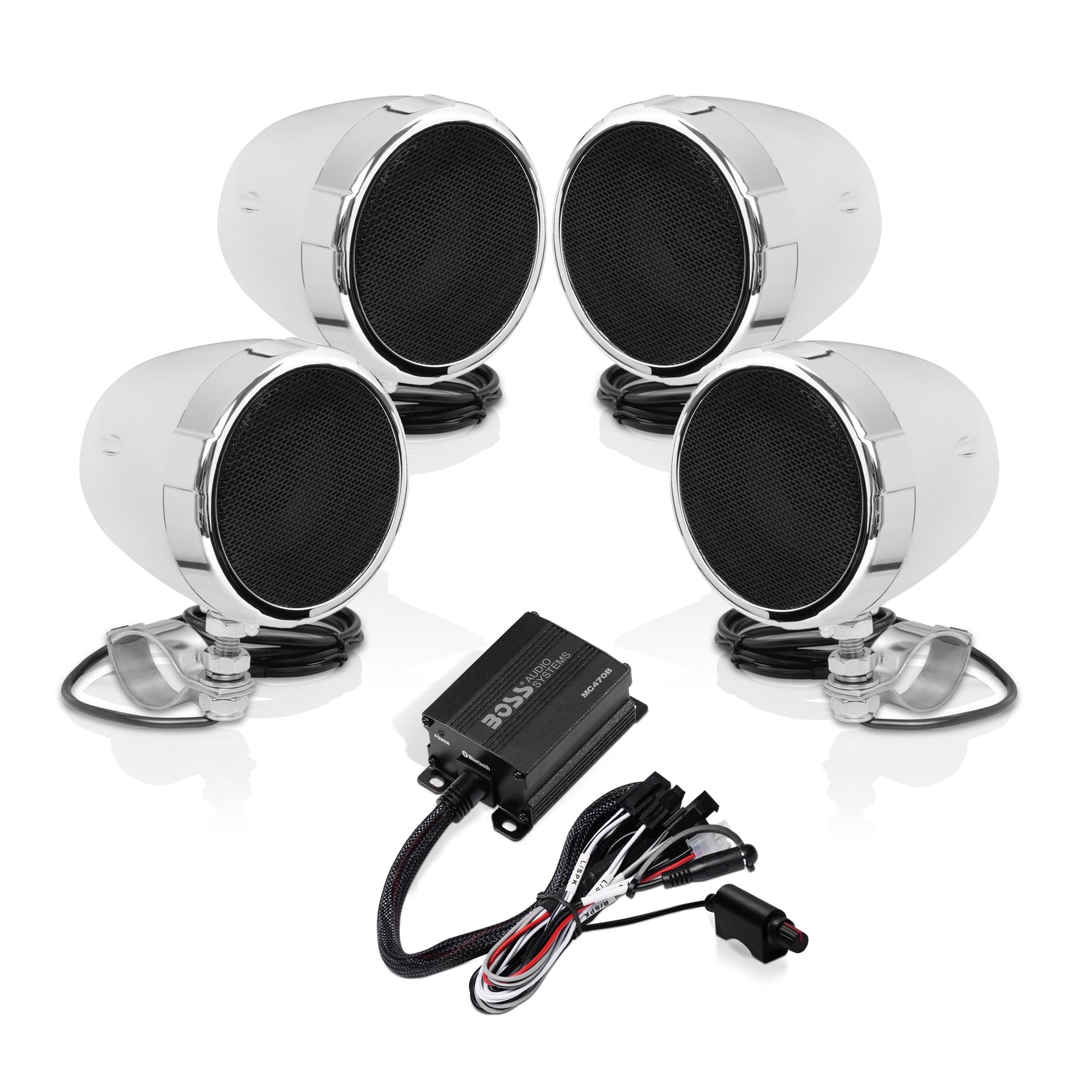 Boss Audio MC470B Bluetooth Enabled Motorcycle/UTV Speaker and 4-Channel Amplifier System