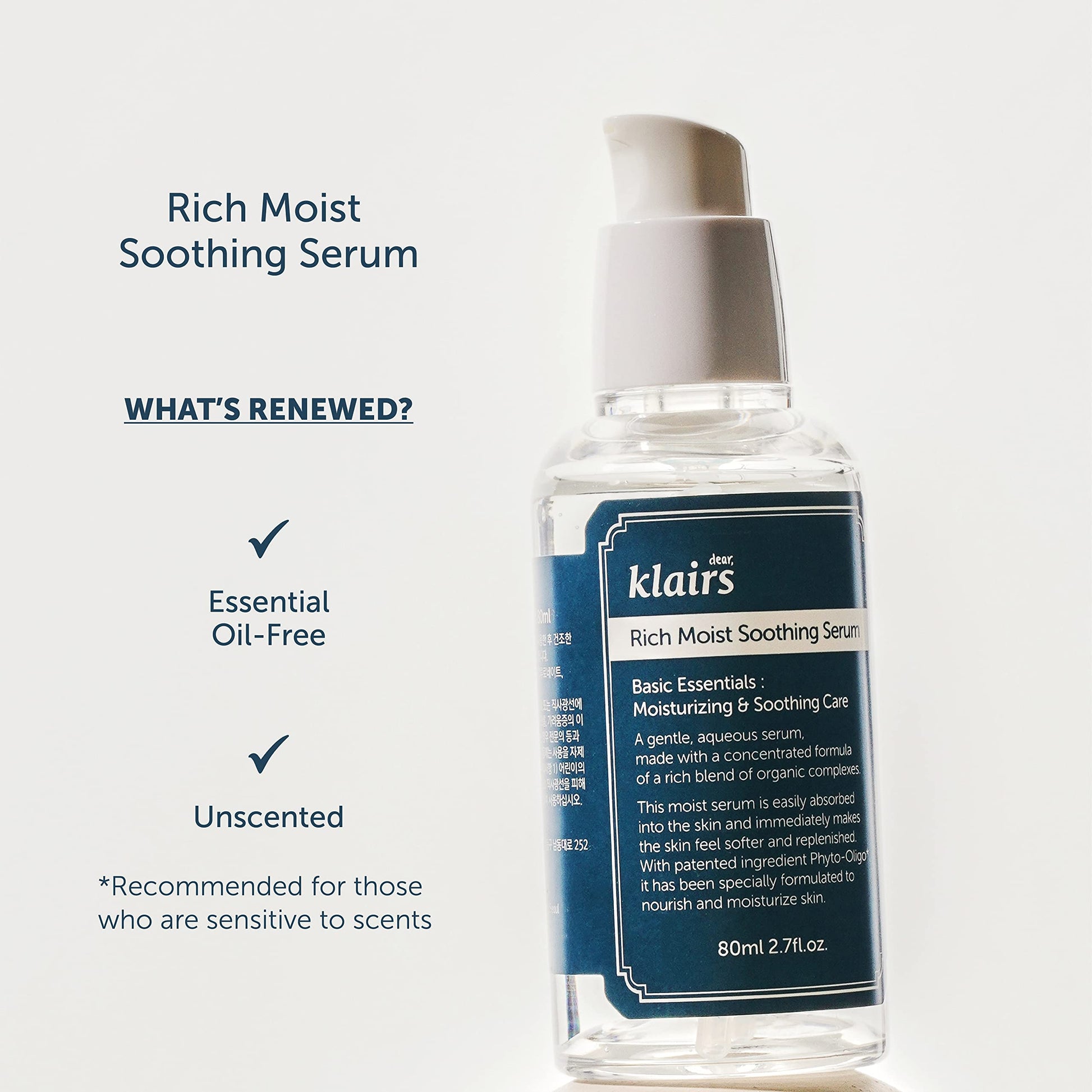 [KLAIRS] Rich Moist Soothing Serum, facial moisturizer, essence, serum, 80ml, 2.7oz