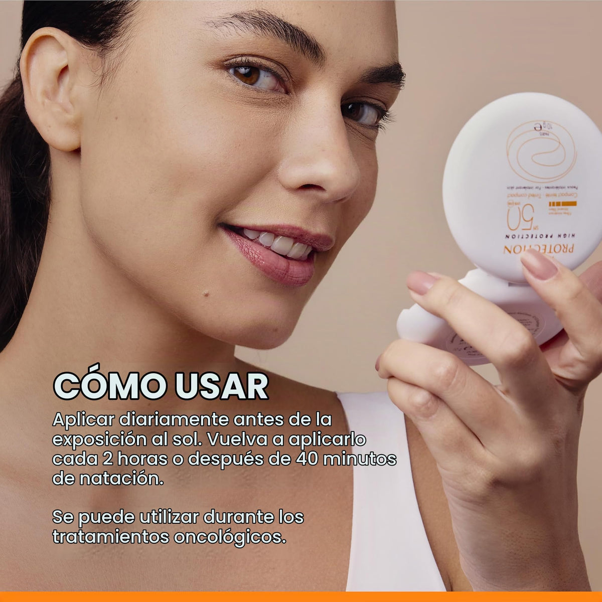 Eau Thermale Avene Compacto tintado de alta protección, amplio espectro SPF 50+, protección UVA/UVB azul, resistente al agua, no graso, 0.35 onzas, Honey, 8.5 g