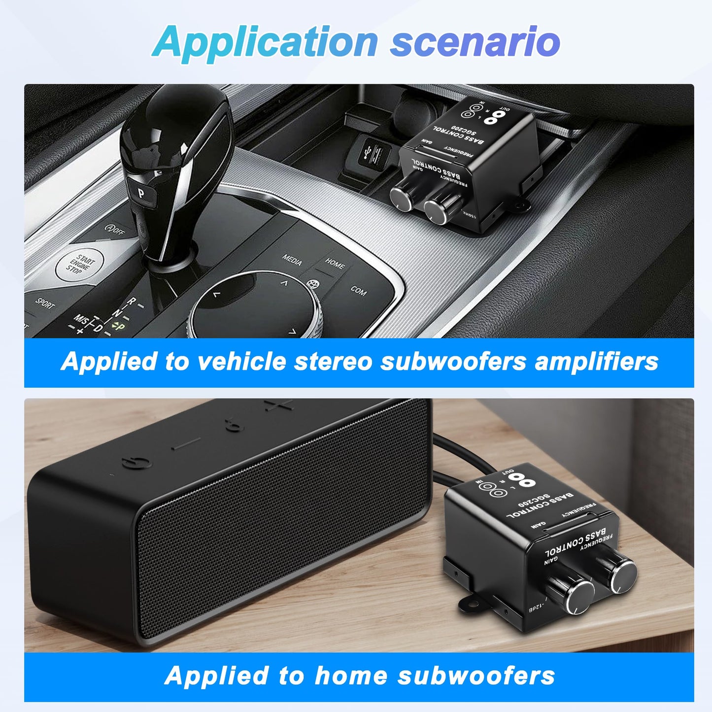 Perilla de Bajo MEIRIYFA RCA para Amplificador de Coche en Negro, Regulador Universal de Ganancia de Audio