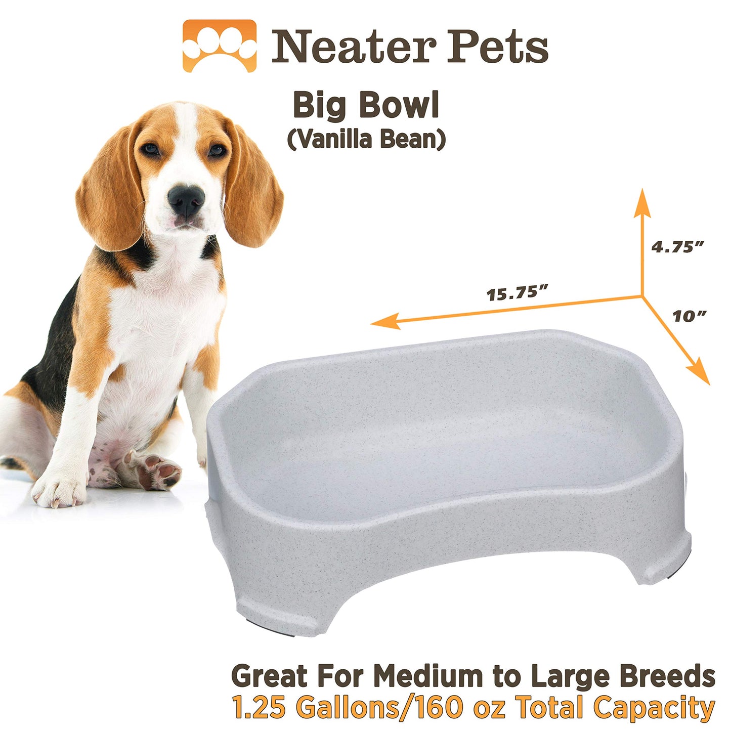 Cuenco de Agua Neater Pet Brands Frijol de Vainilla Extra Grande para Perros