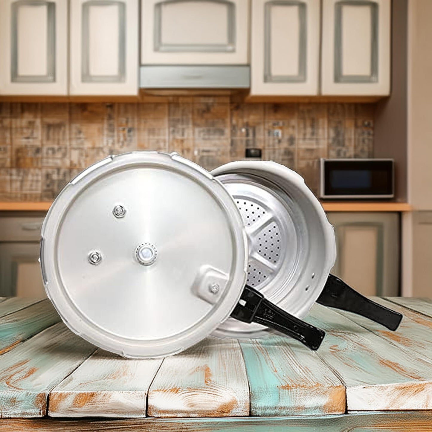 Bee Vibes Olla de Presión Express de Aluminio 9 Litros con 8 Sistemas de Seguridad y Vaporera Antiadherente Ideal para Cocinar Sopas Carnes y Más de Manera Rápida y Segura Compatible con Estufa de Gas