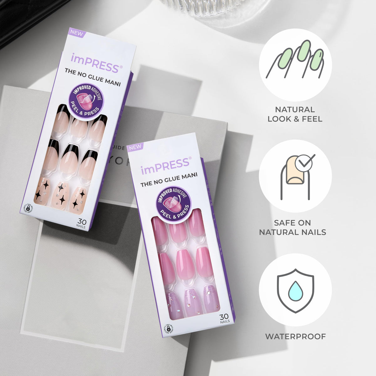Uñas postizas sin pegamento KISS, diseño 'Adore You', rojo, tamaño corto, forma ovalada, incluye 30 uñas, almohadilla de preparación, hoja de instrucciones, 1 palito de manicura, 1 lima pequeña
