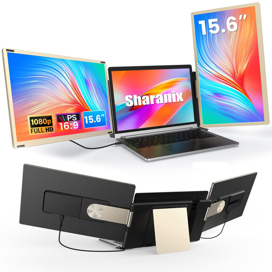 Extensor de Visualización Sharanix 15.6 Pulgadas IPS FHD 1080P Desmontable para Portátil 17.3 Pulgadas