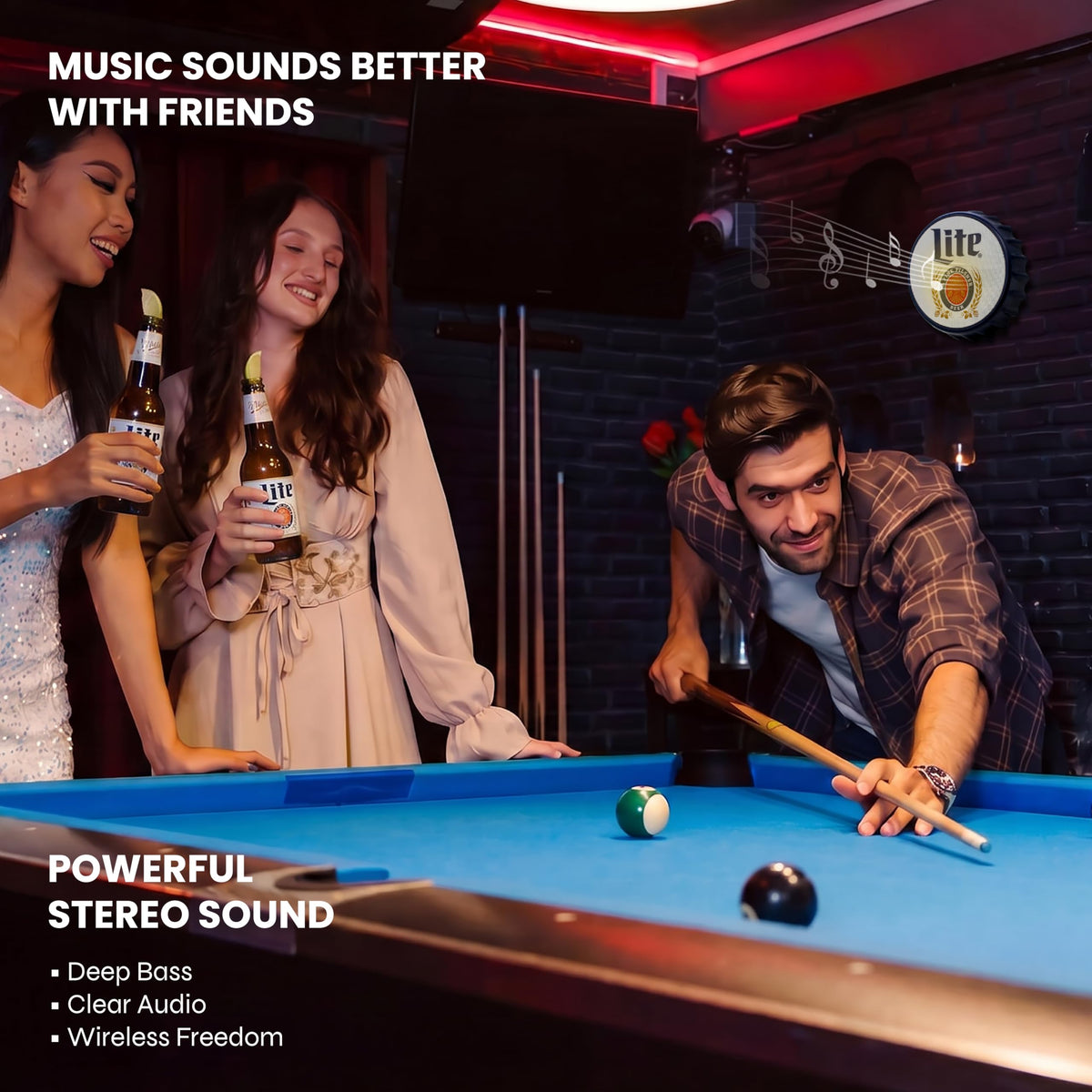 Altavoz Bluetooth Miller Lite Azul con Luz que Cambia de Color y Soporte