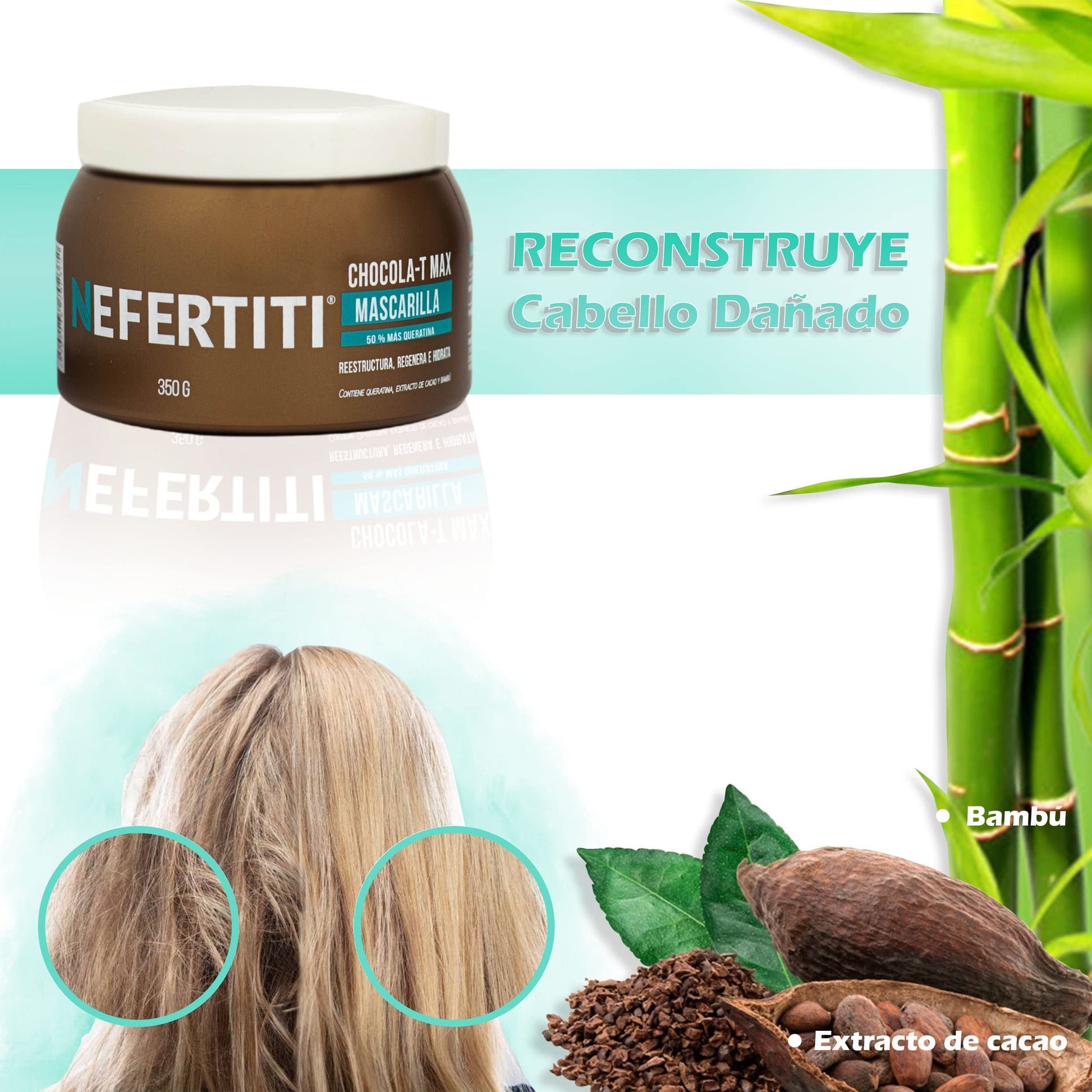 Kit Nefertiti Chocola-T Mascarilla Doble Keratina y Crema Peinar Keratina Cabello Severamente Dañado