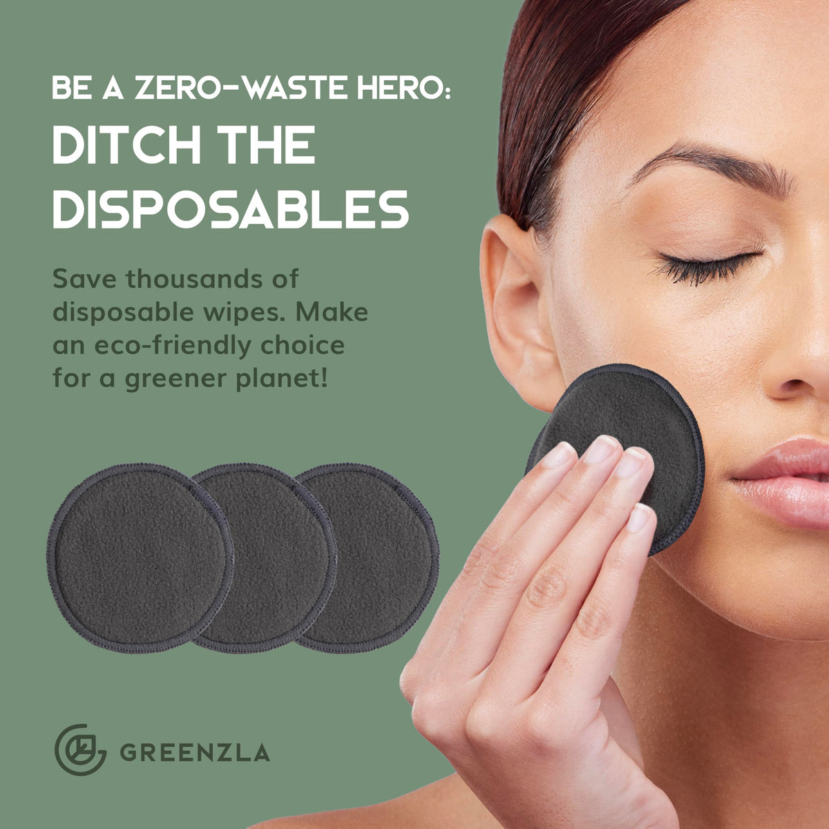 Toallas Faciales Carbón de Bambú Greenzla Reutilizables Ecológicas
