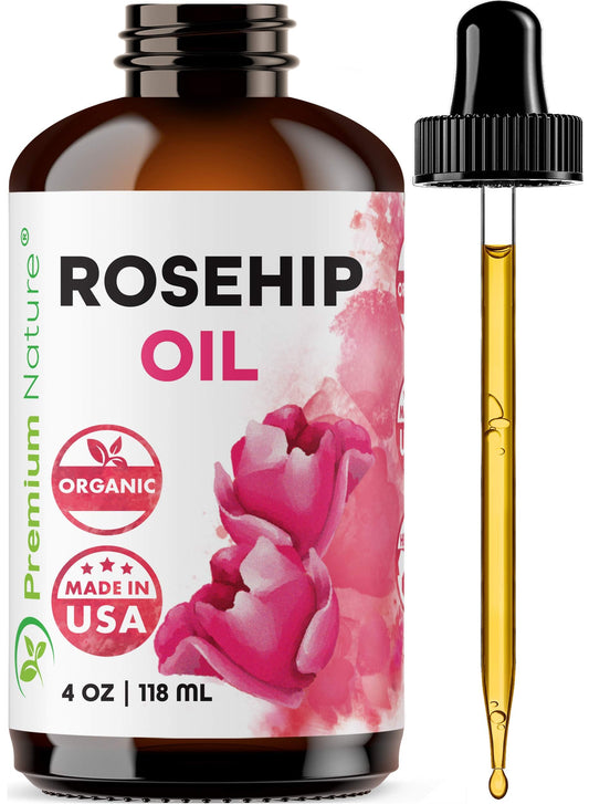 Aceite de rosa mosqueta Premium Nature Aceite de rosa mosqueta – Aceite de rosa mosqueta para la cara, aceite de semilla de rosa mosqueta puro prensado en frío sin refinar aceite de rosa mosqueta para el cabello y las uñas de la cara, aceite esencial de r