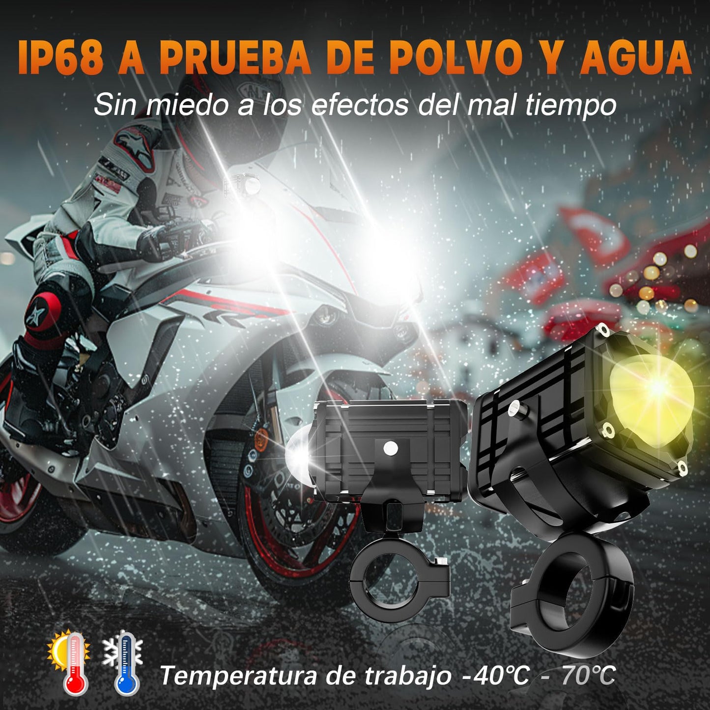 AUTOFAST 80w 6500k Faros Led Para Moto Con Lente,Luz Antiniebla Auxiliares Para Moto,Súper Brillante Luces Exploradoras Para Moto,Faros De Niebla Para Motocicleta,Focos Para Moto,2pcs