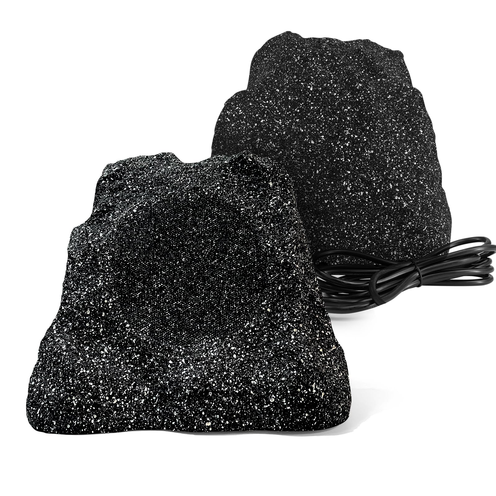 Herdio Outdoor Rock - Altavoces Bluetooth con cable IPX7, impermeable, 400 W, material de resina para todo tipo de clima, para cubierta, piscina, patio, jardín, barbacoa (1 par negro)