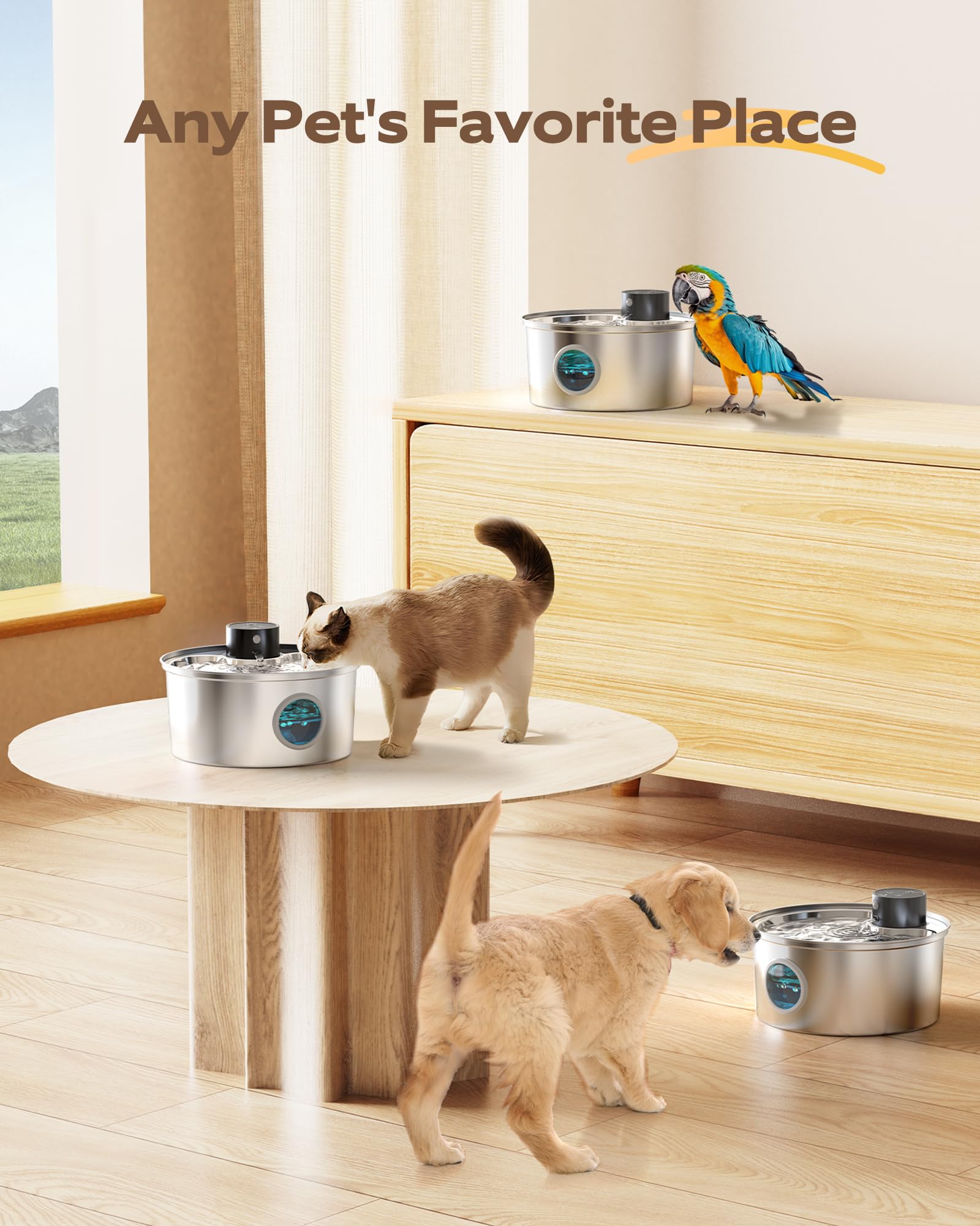 Fuente para Gatos sin Cable: Bebedero Gatos - 3.2L Fuente Gatos sin Cable - Fuente de Agua para Gatos - Fuente para Gatos con Sensor - Colócalo en Cualquier Lugar Que le Guste a tu Mascota - FOFNON