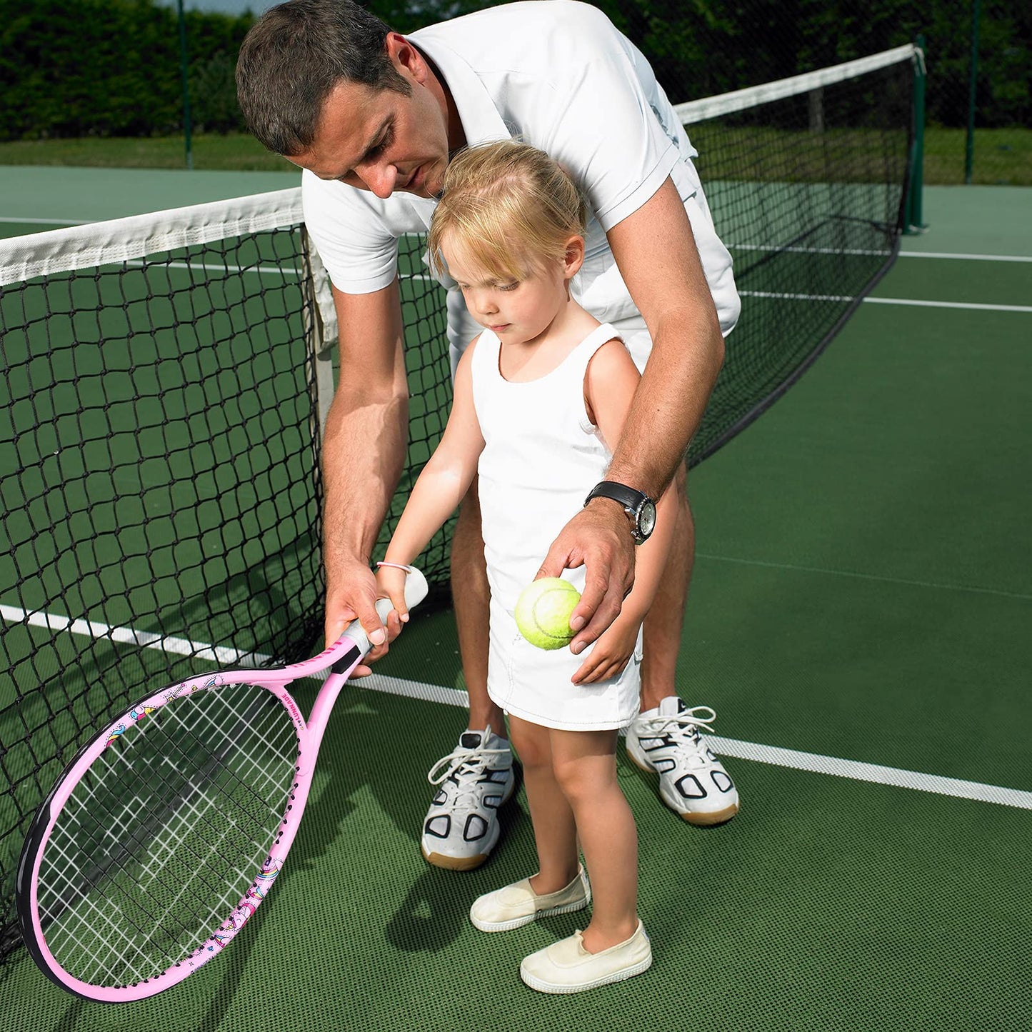 LUNNADE - Raqueta de tenis para niños pequeños, 19/21/23/25 pulgadas con cubierta, adecuada para niños y niñas principiantes de 3 a 12 años