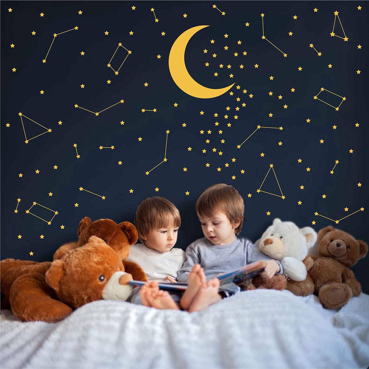 (Gold) - Melissalove 120 Gold Star Constellation Wall Decal Kids Bedroom Removable Decoration Outer Space Nursery Sticekrs Zodiac Astronomy Art Mural Decor ZB162 (Gold)