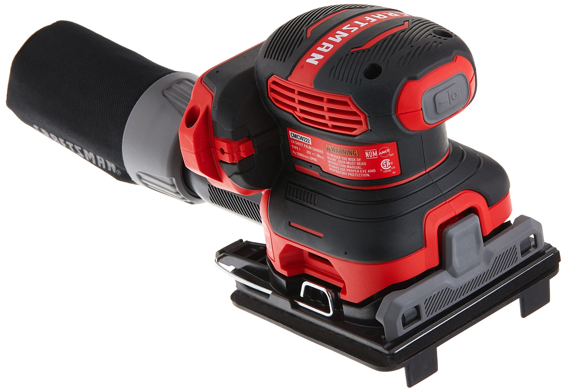 CRAFTSMAN V20 Lijadora, sin cable, lijadora de 1/4 hojas, herramienta desnuda de 9.000-12.000 OPM (CMCW222B)