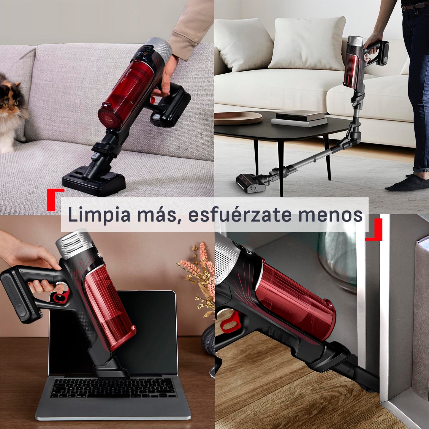 T-Fal Aspiradora Vertical 6 en 1 Inalámbrica X-Pert 9.60, 250W de Potencia, hasta 45 min de autonomía con un Damp Duster de Scrub Daddy de Regalo