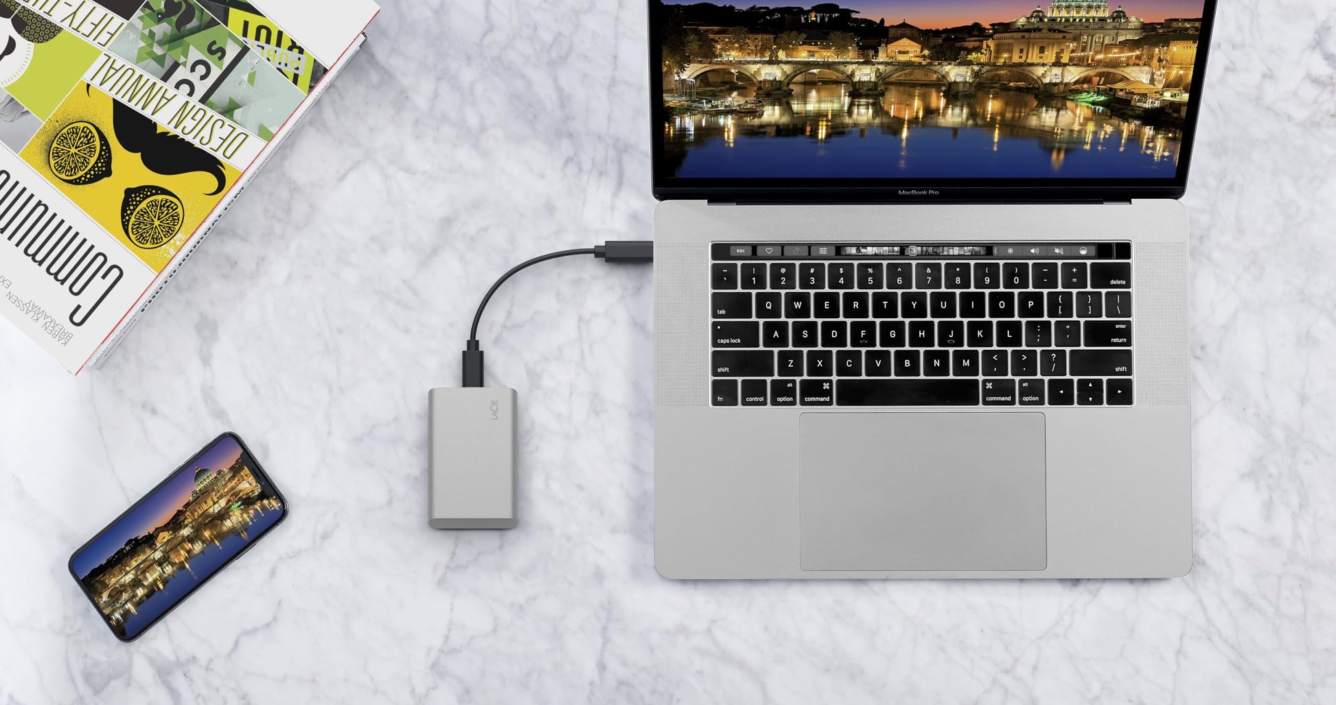 LaCie Unidad de Estado sólido Externa portátil SSD de 1 TB - USB-C, USB 3.2 Gen 2, velocidades de hasta 1050 MB/s, Moon Silver, para Mac PC y iPad, con Servicios de Rescate (STKS1000400)