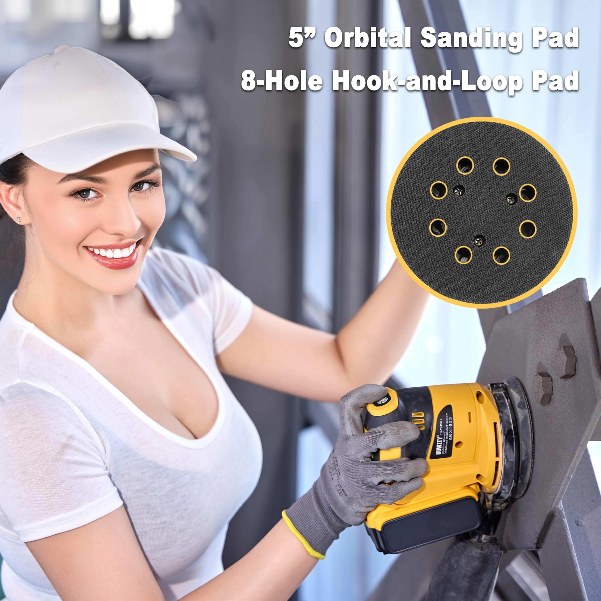 KUWZTY Lijadora de órbita aleatoria para batería DEWALT de 20 V, sin escobillas, sin escobillas, lijadora de mano orbital de velocidad variable con colector de polvo para lijar y pulir (solo