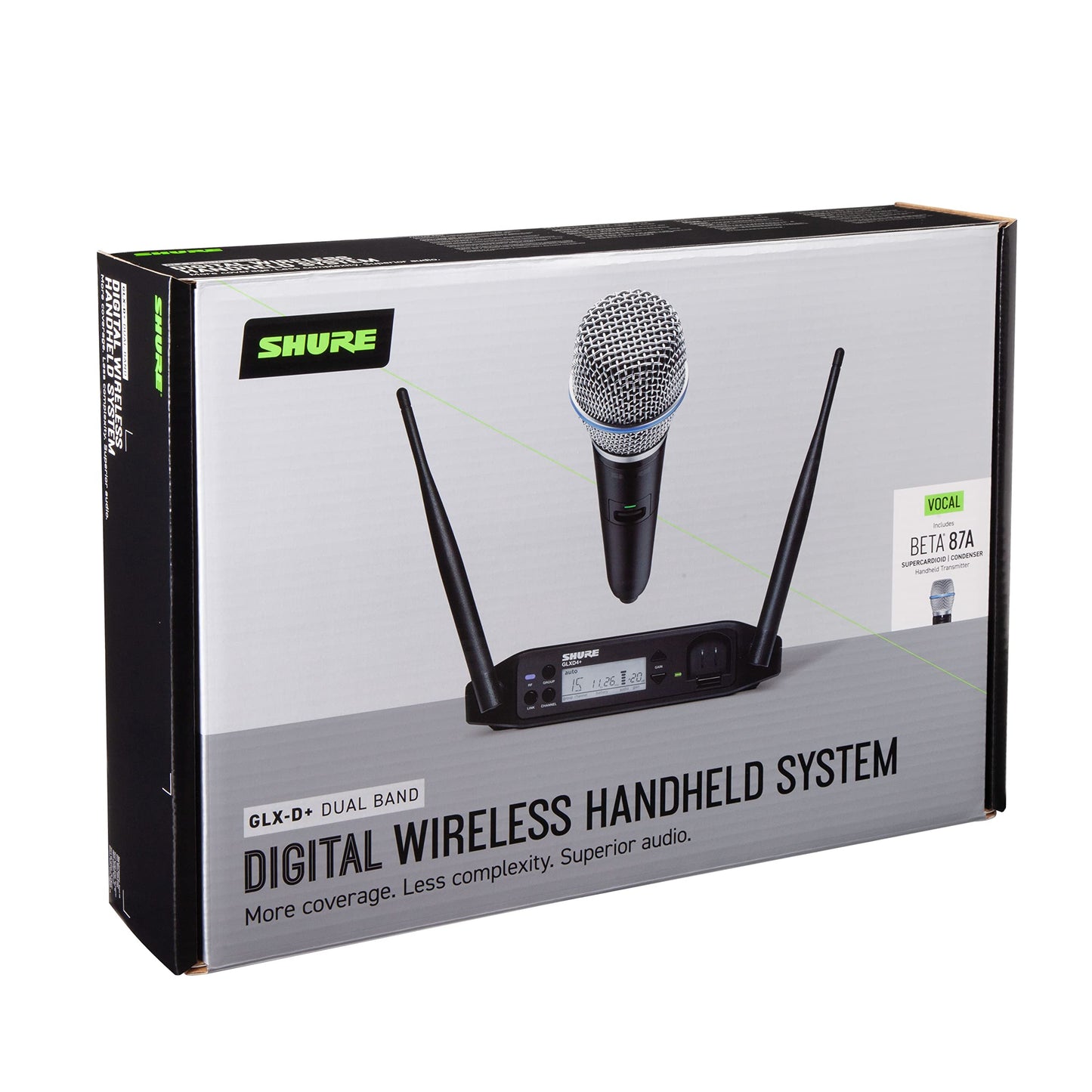 Sistema de Micrófono Inalámbrico Digital Shure Doble Banda Pro 12 Horas de Batería 100 Pies Alcance 587 Mano Receptor Un Canal