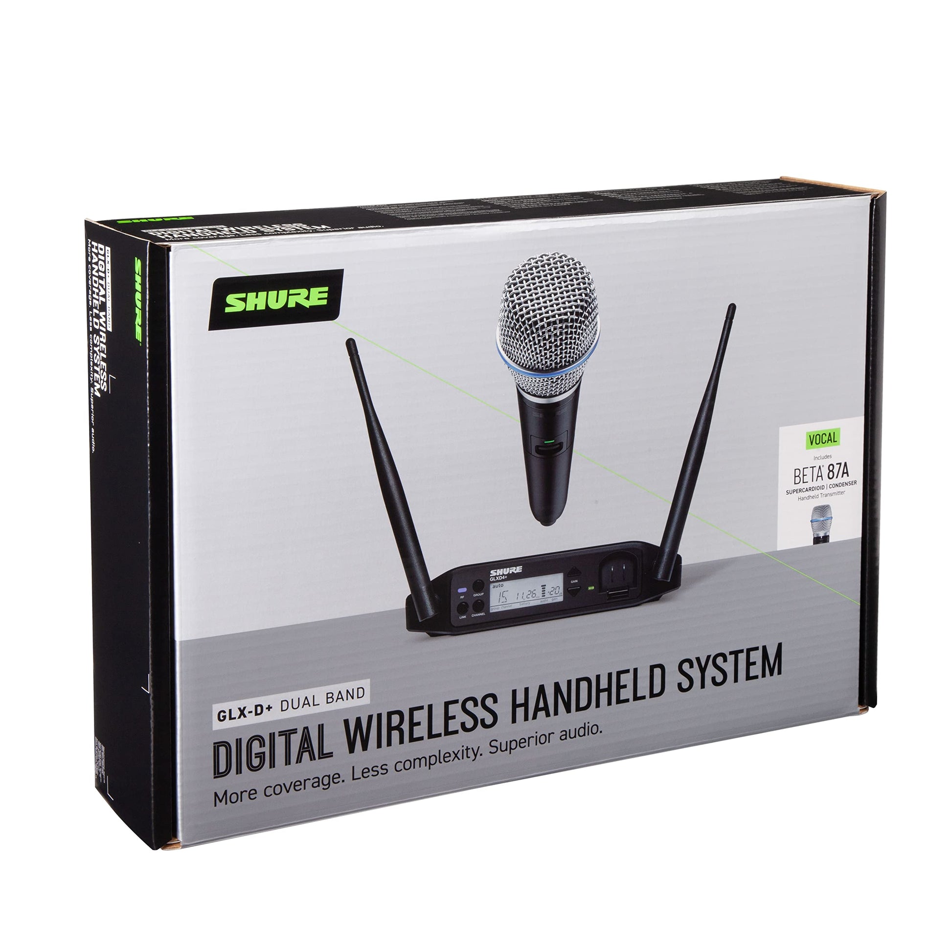 Sistema de Micrófono Inalámbrico Digital Shure Doble Banda Pro 12 Horas de Batería 100 Pies Alcance 587 Mano Receptor Un Canal
