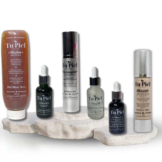 Kit para manchas faciales con crema despigmentante con 2% de hidroquinona, suero de vitamina C, suero de niacinamida, suero de ácido hialurónico, crema de día y limpiador facial | Tu Piel Dra Lietza |