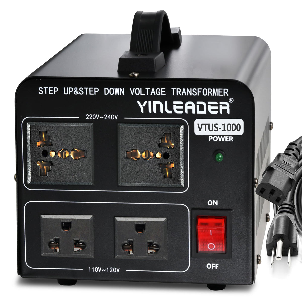 Transformador Convertidor de Voltaje Yinleader Negro 1000W