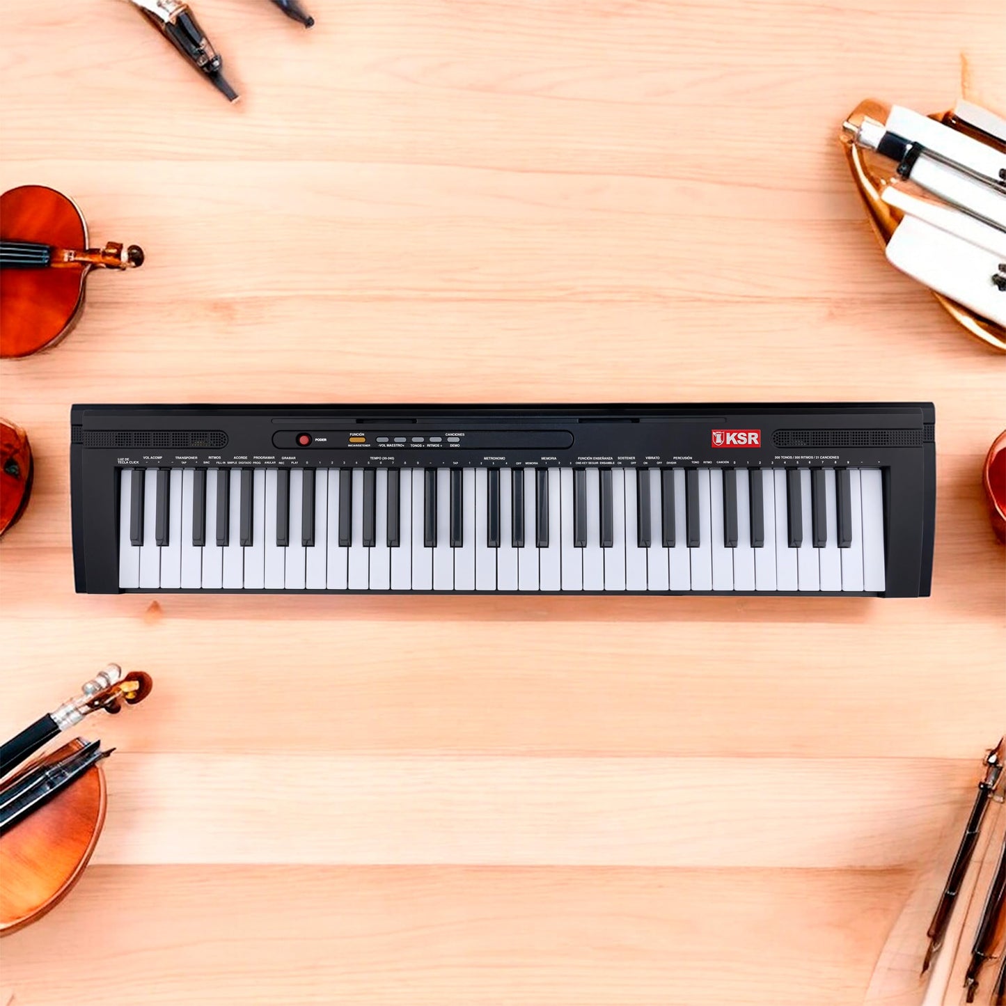 Teclado Musical Kaiser Negro con 61 Teclas Iluminadas y Más Funciones MTC-5500