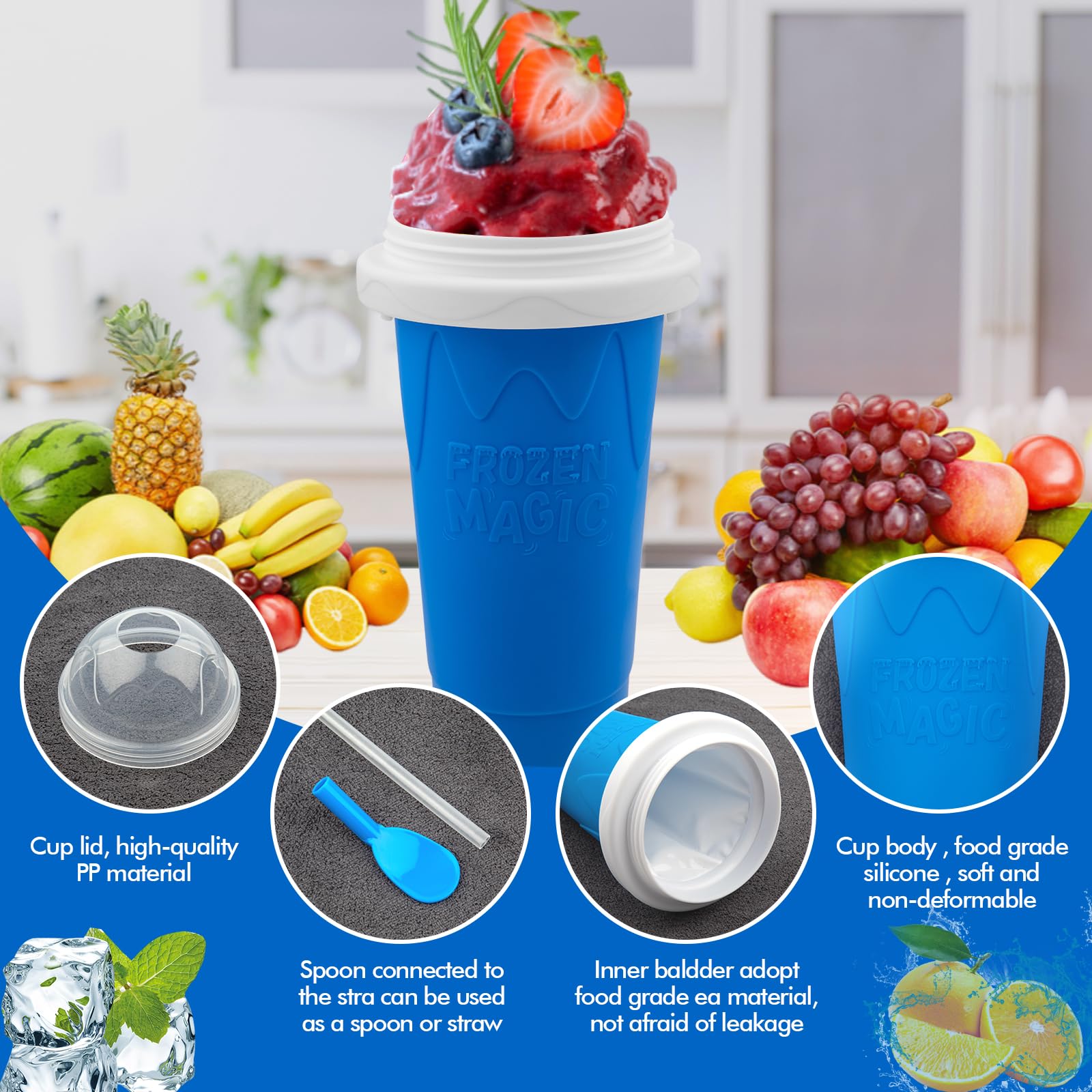 Jairuty - Taza para hacer granizados, tazas mágicas de congelación rápida para hacer helados de licuado de leche casera, taza para hacer granizado de doble capa, regalos de cumpleaños para niños