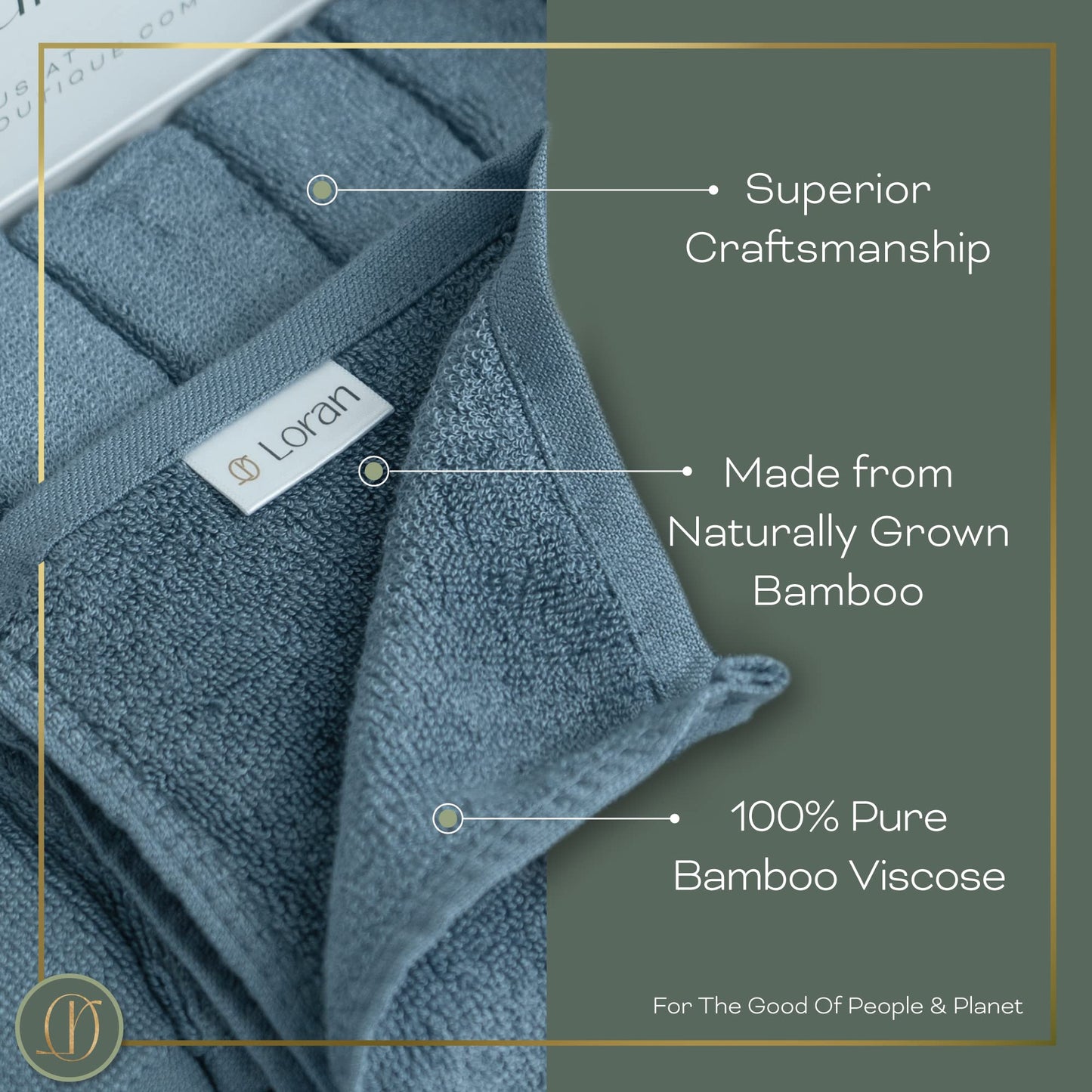 Loran Luxury Bamboo Viscose - Juego de 6 paños suaves, aspecto y sensación de spa, lujoso paño de viscosa de bambú sedoso para la limpieza de la piel, 10 x 10 pulgadas, paño de marea