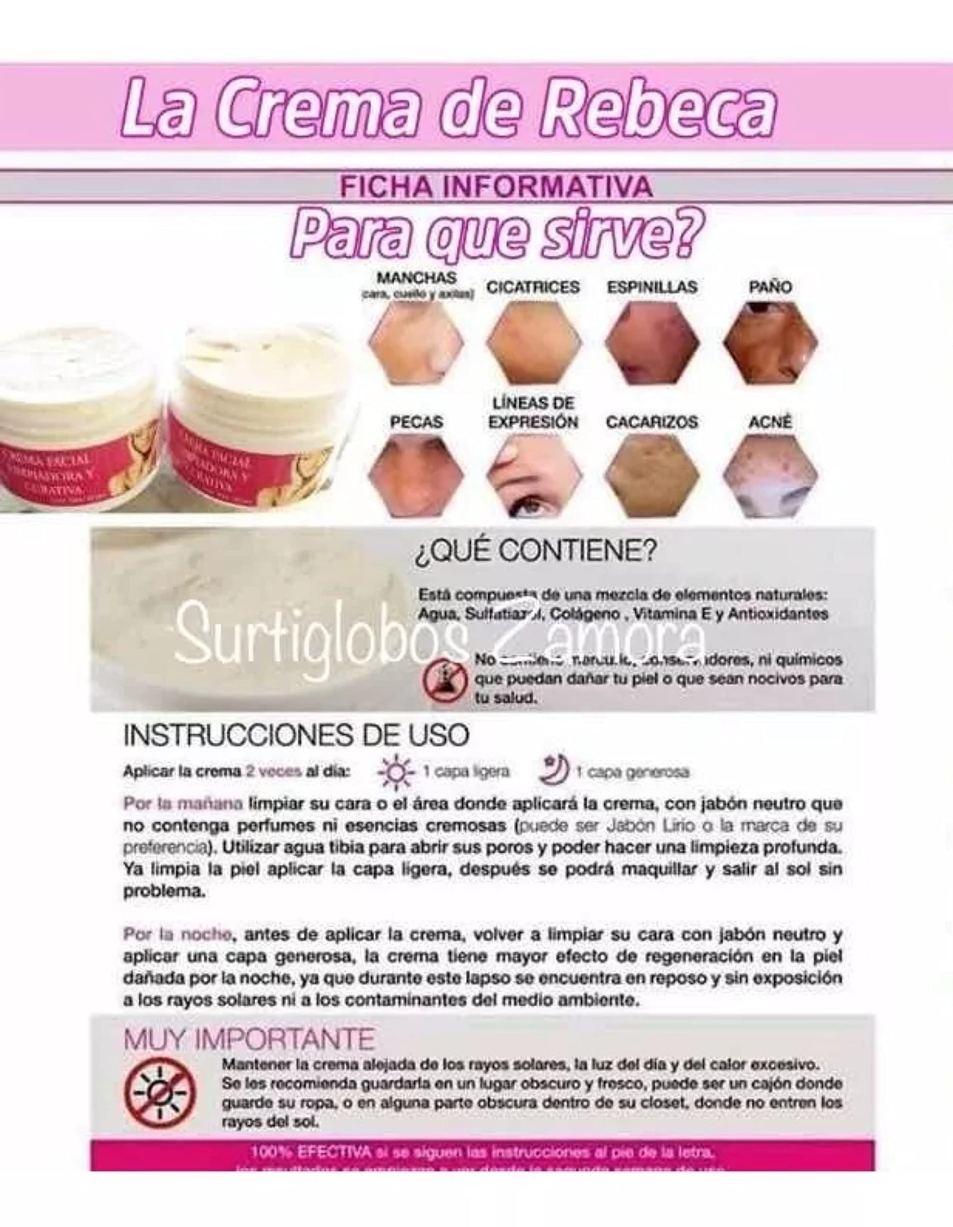 Crema De Rebeca Para Manchas De Sol Y Espinillas